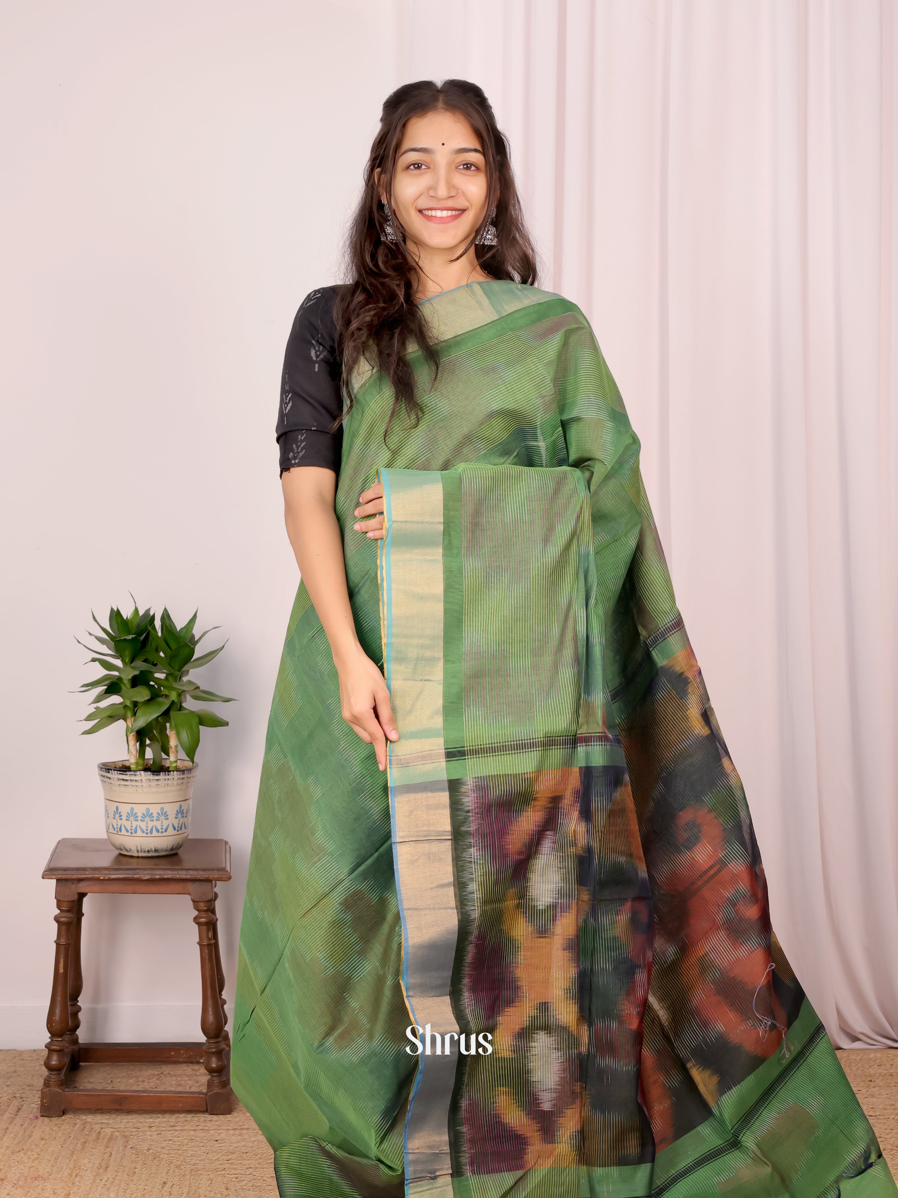 CKS15044 - Ikkat Kora Saree