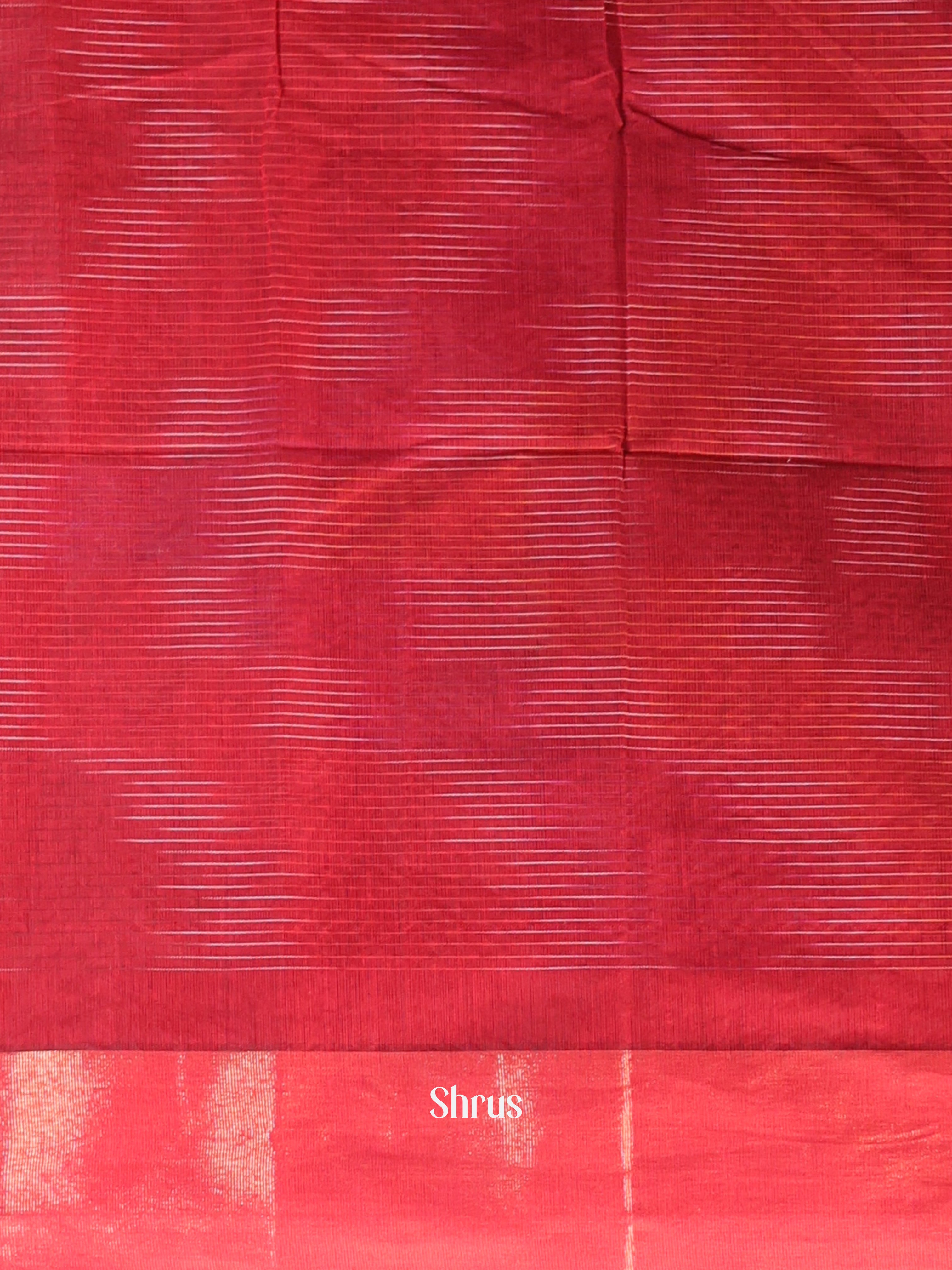 Red & Green - Ikkat Kora Saree