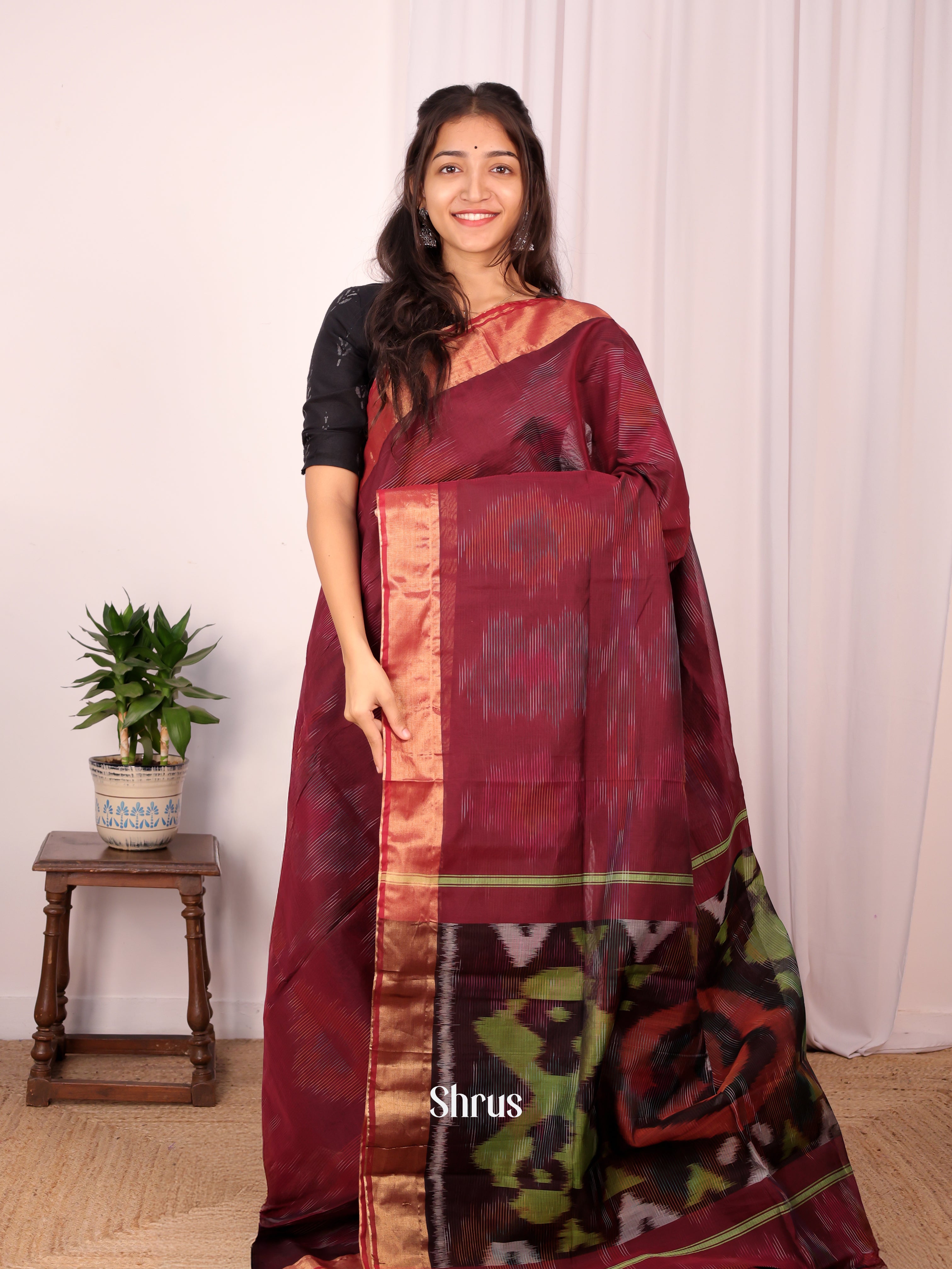 CKS15058 - Ikkat Kora Saree