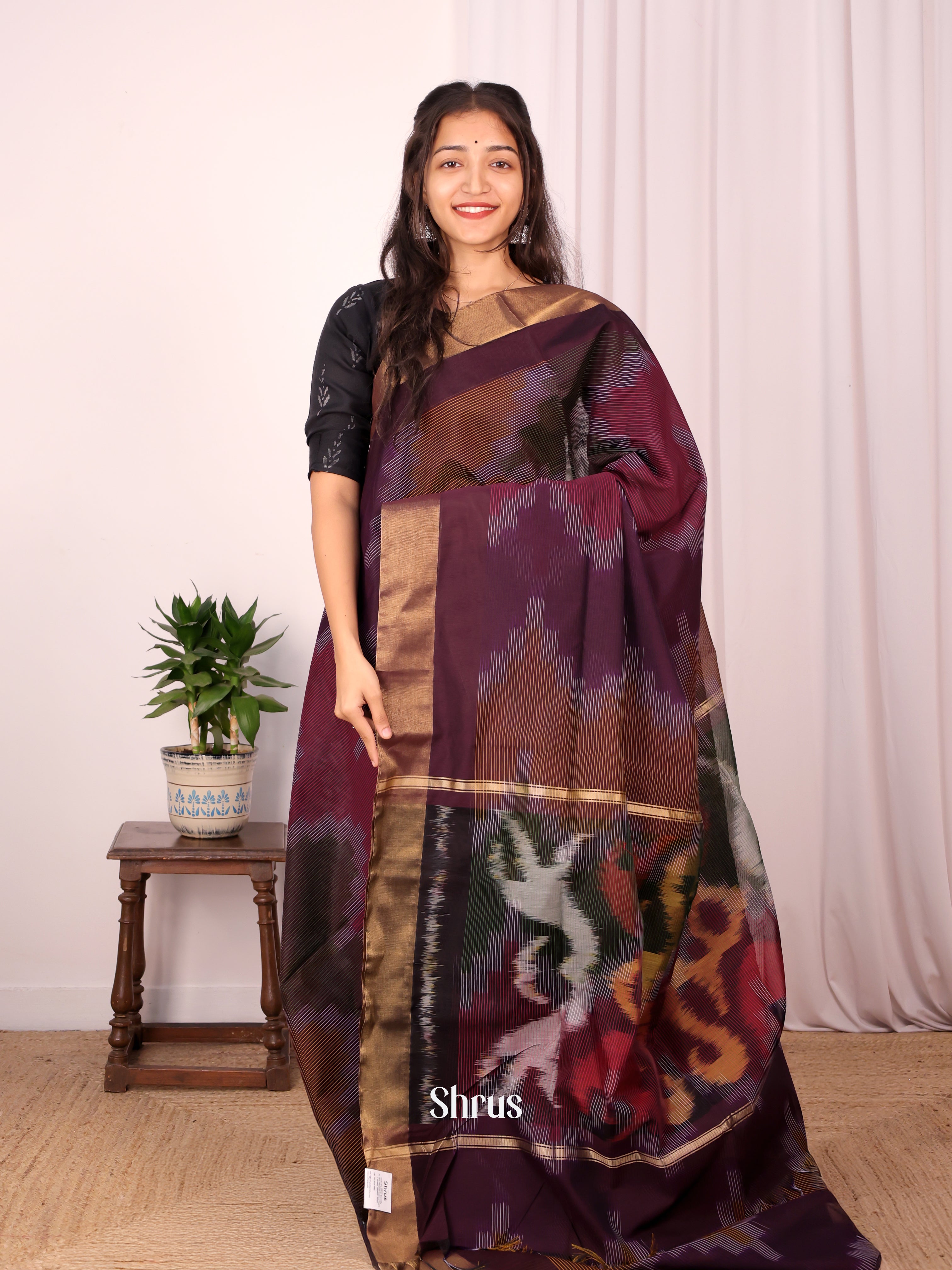 CKS15064 - Ikkat Kora Saree