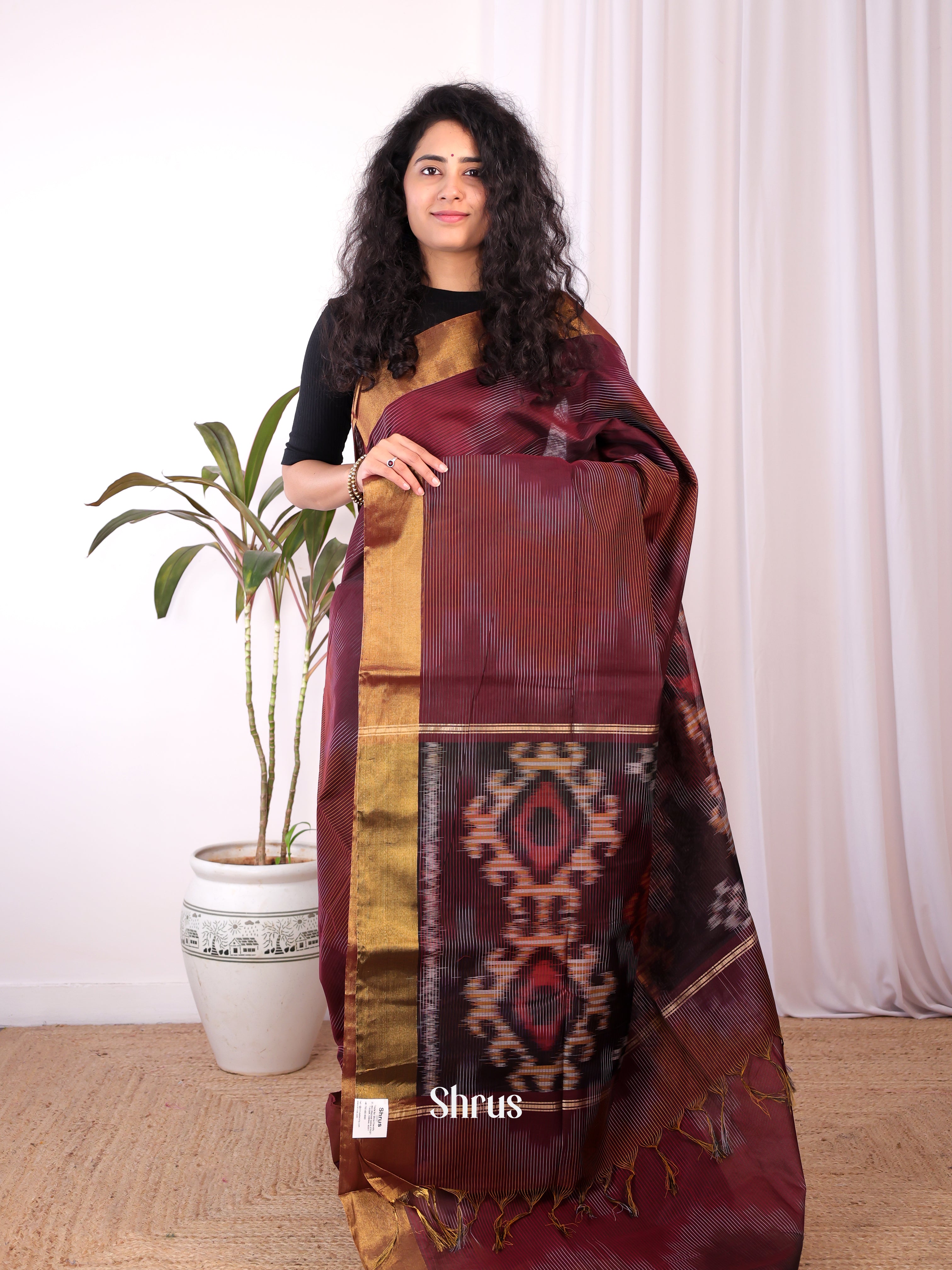 CKS15086 - Ikkat Kora Saree