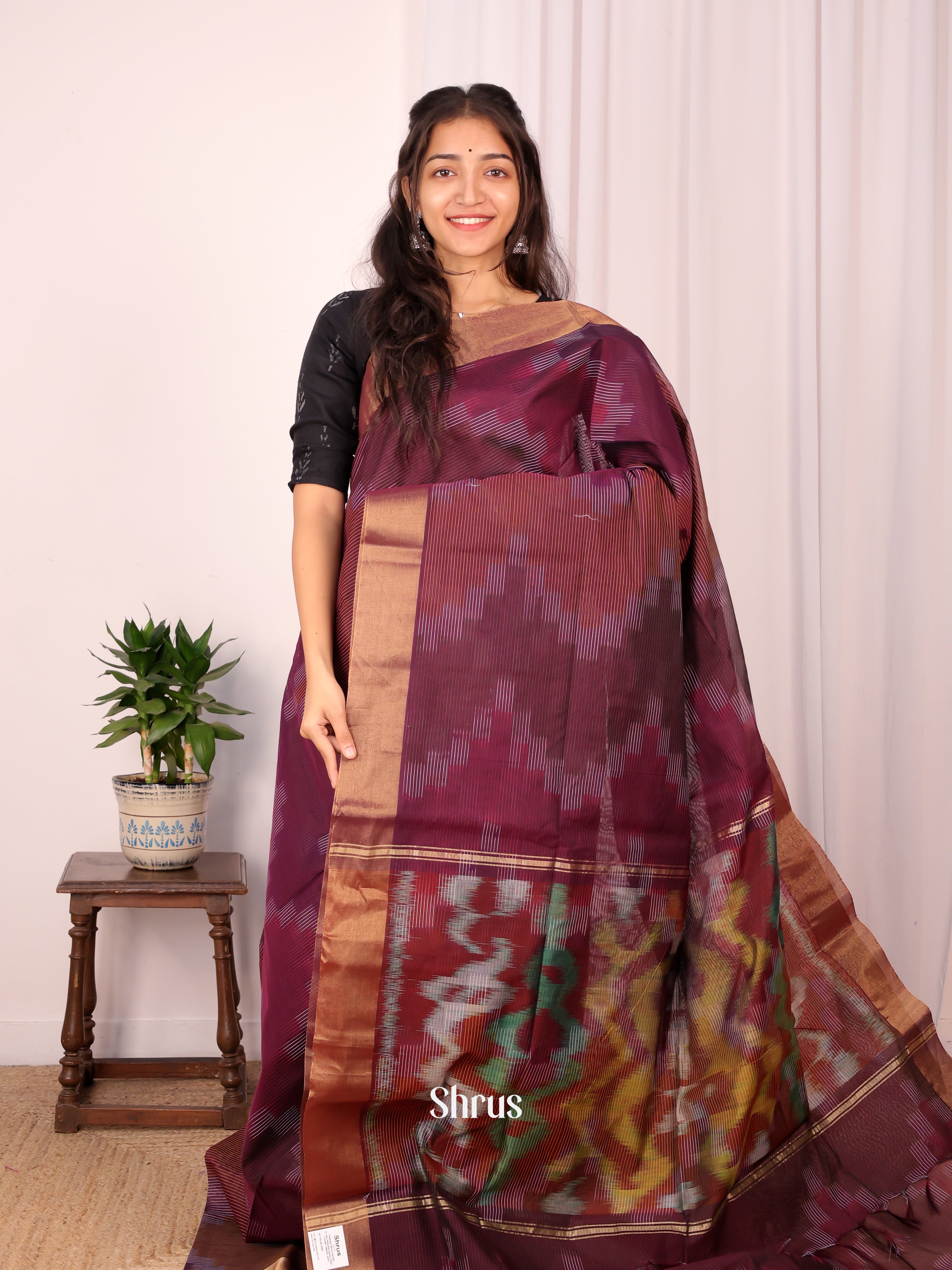 CKS15097 - Ikkat Kora Saree