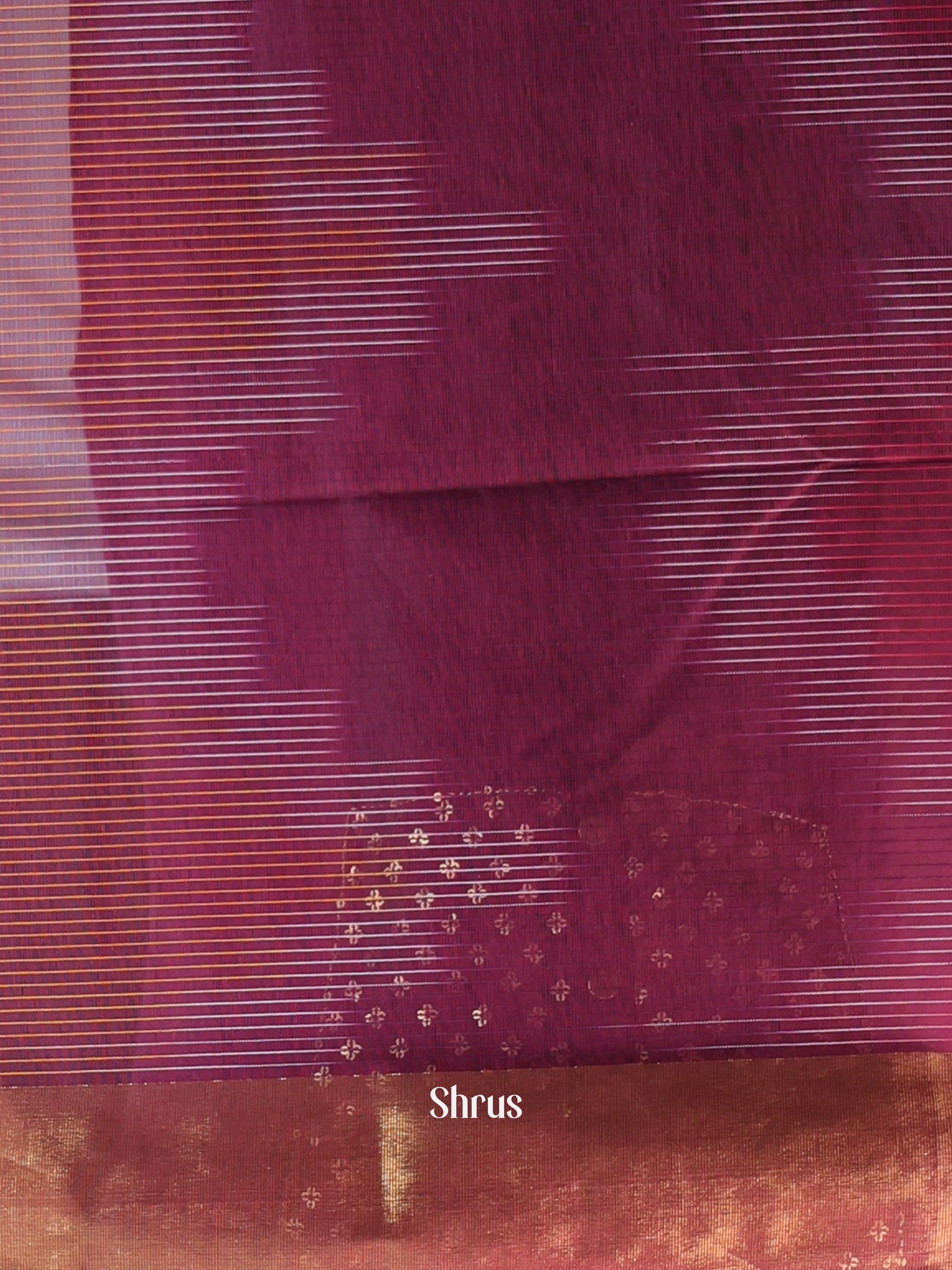 Purple & Brown- Ikkat Kora Saree