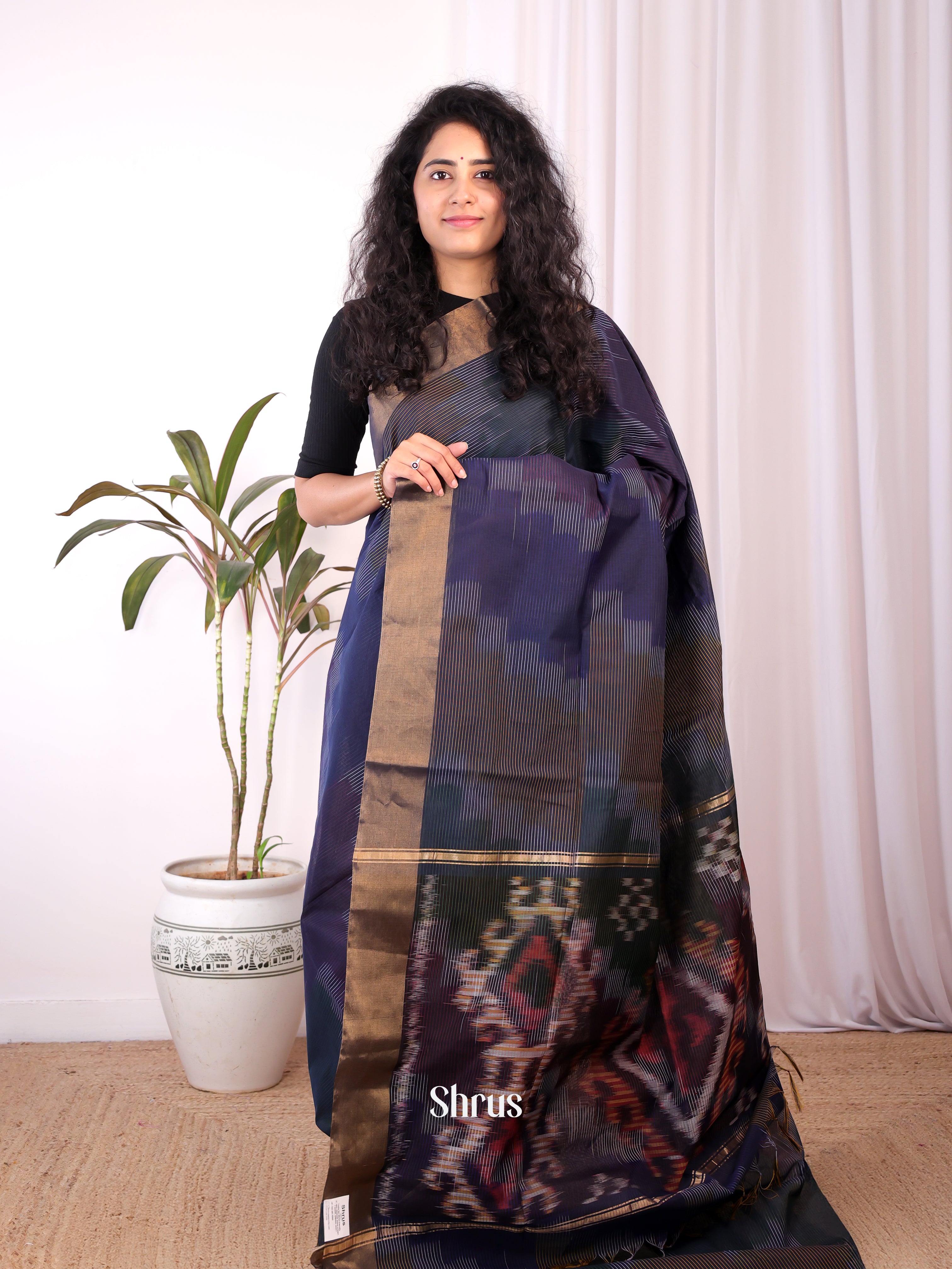 Violet - Ikkat Kora Saree