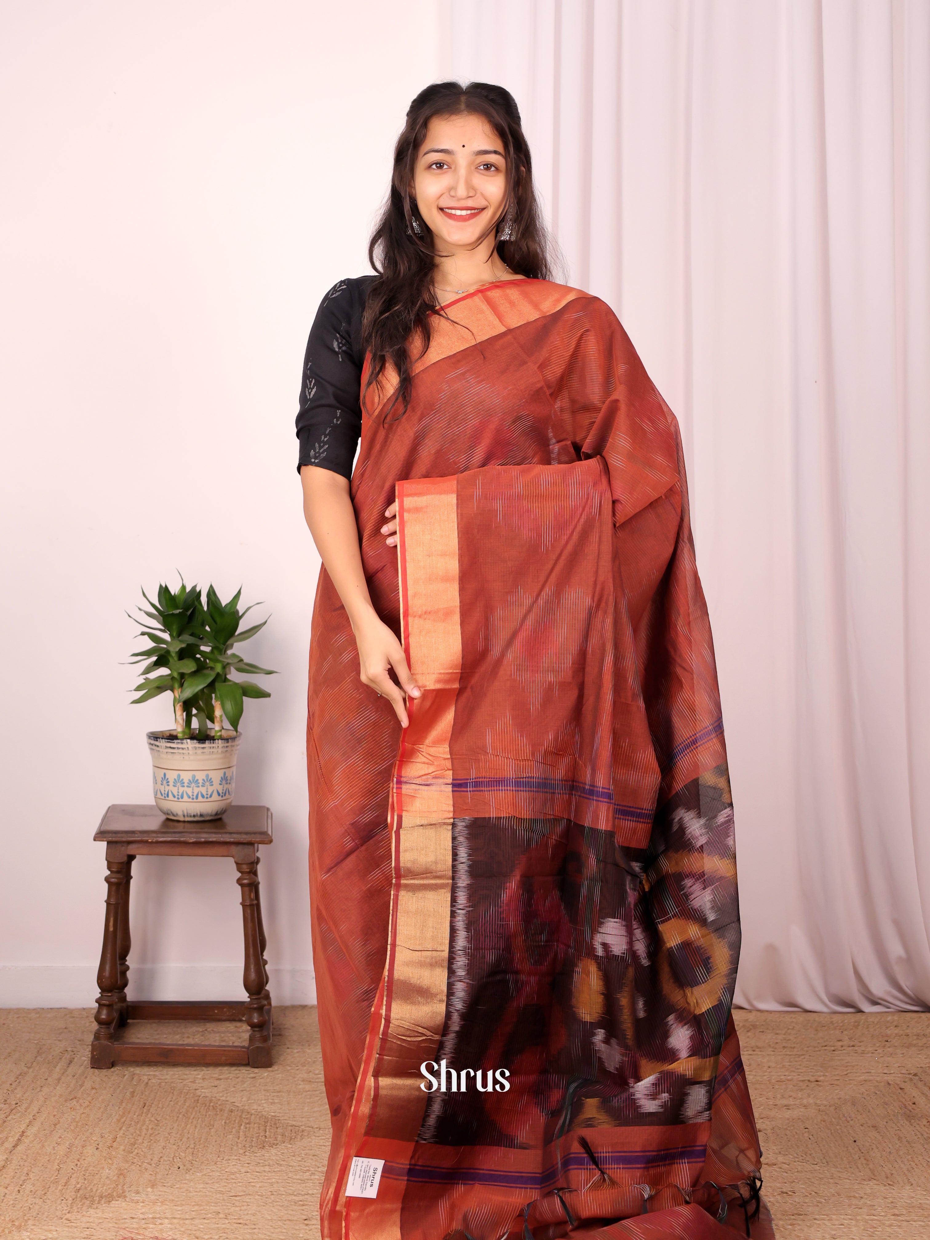 CKS15143 - Ikkat Kora Saree