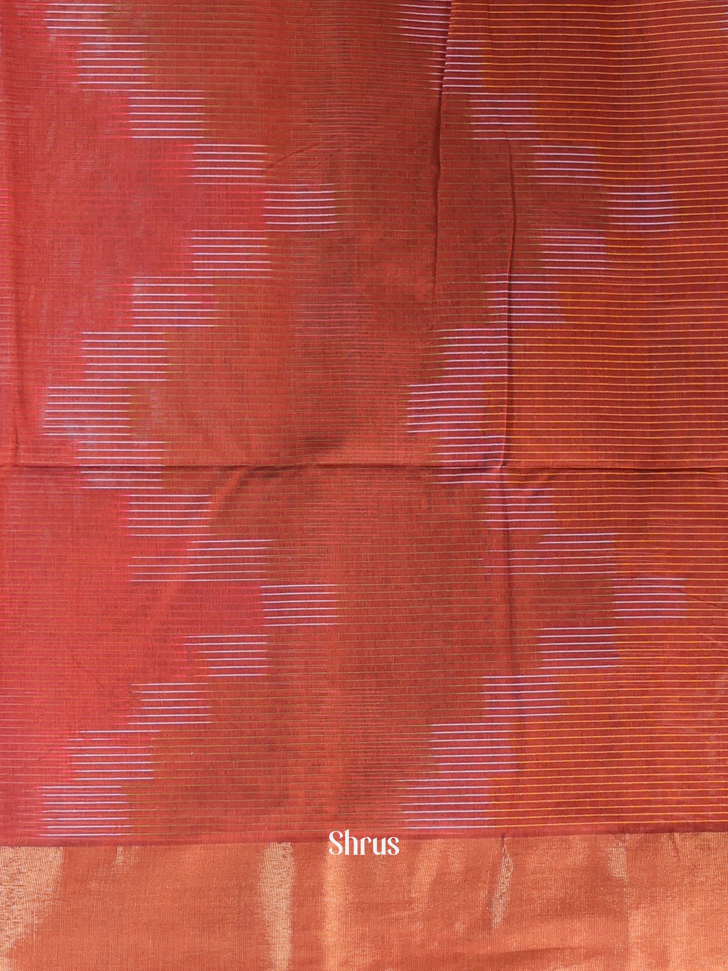 Maroon & Brown - Ikkat Kora Saree