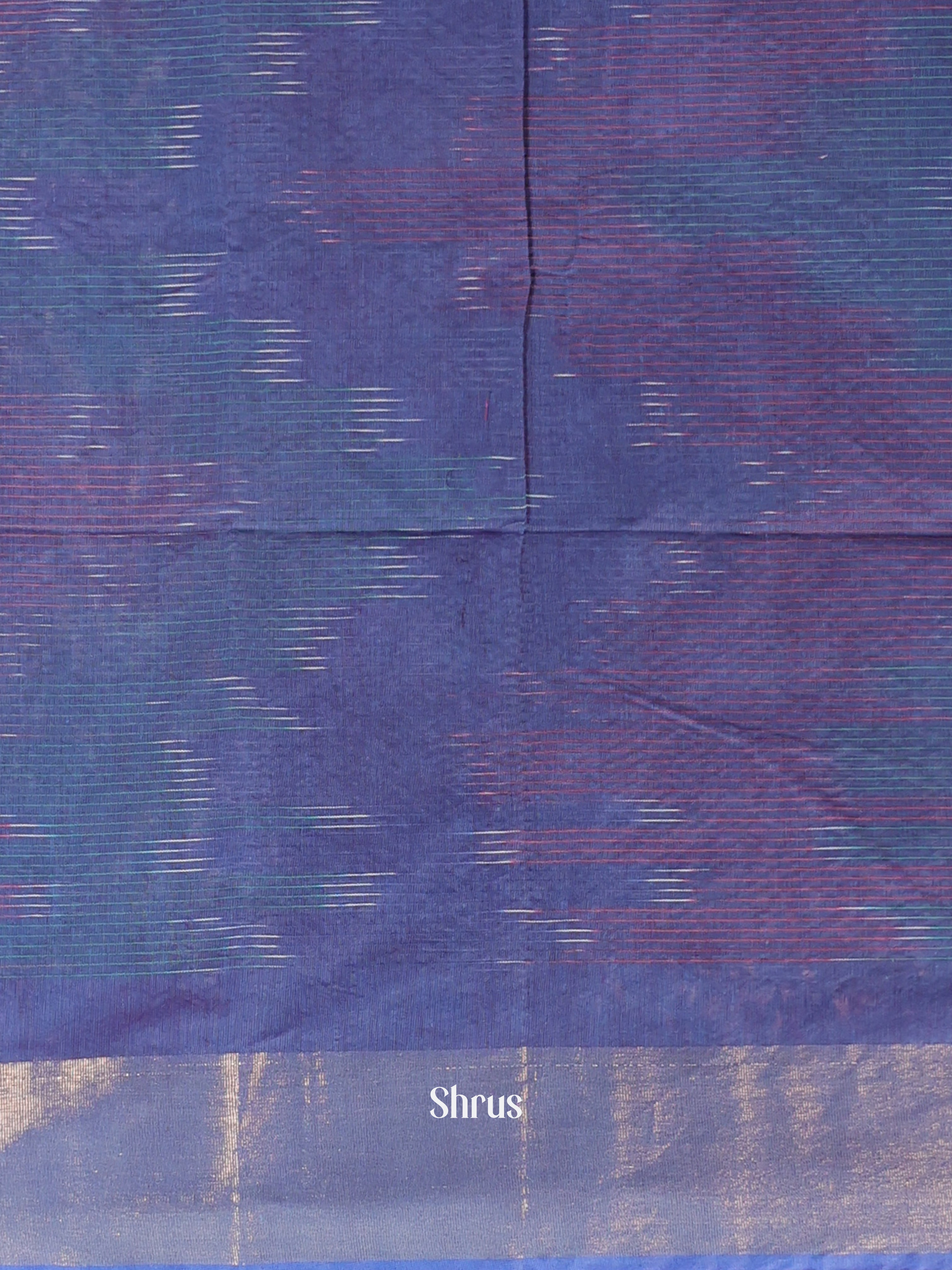 Blue & Purple - Ikkat Kora Saree