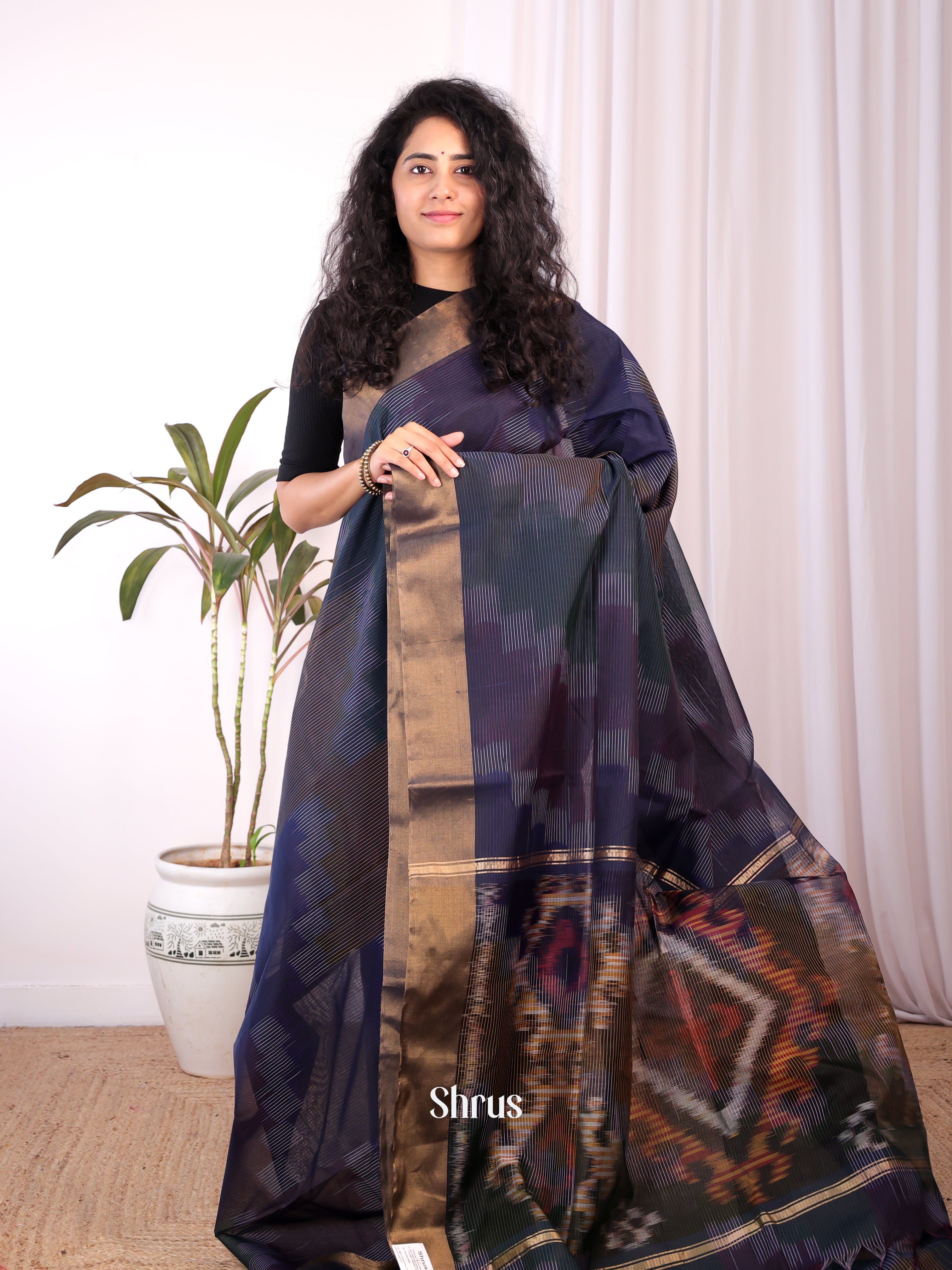 Violet - Ikkat Kora Saree