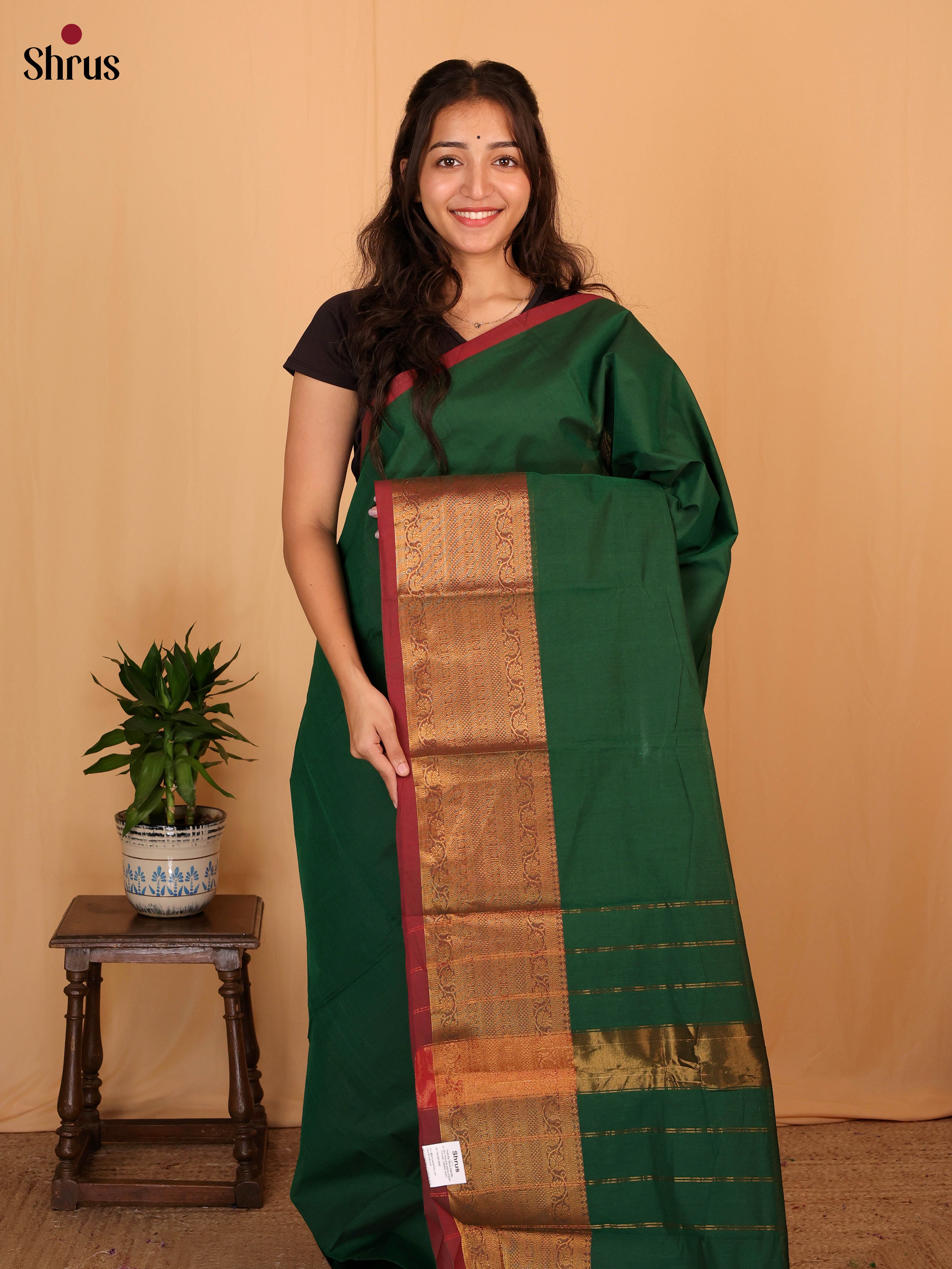 Green & Maroon  - Chettinad Cotton Saree