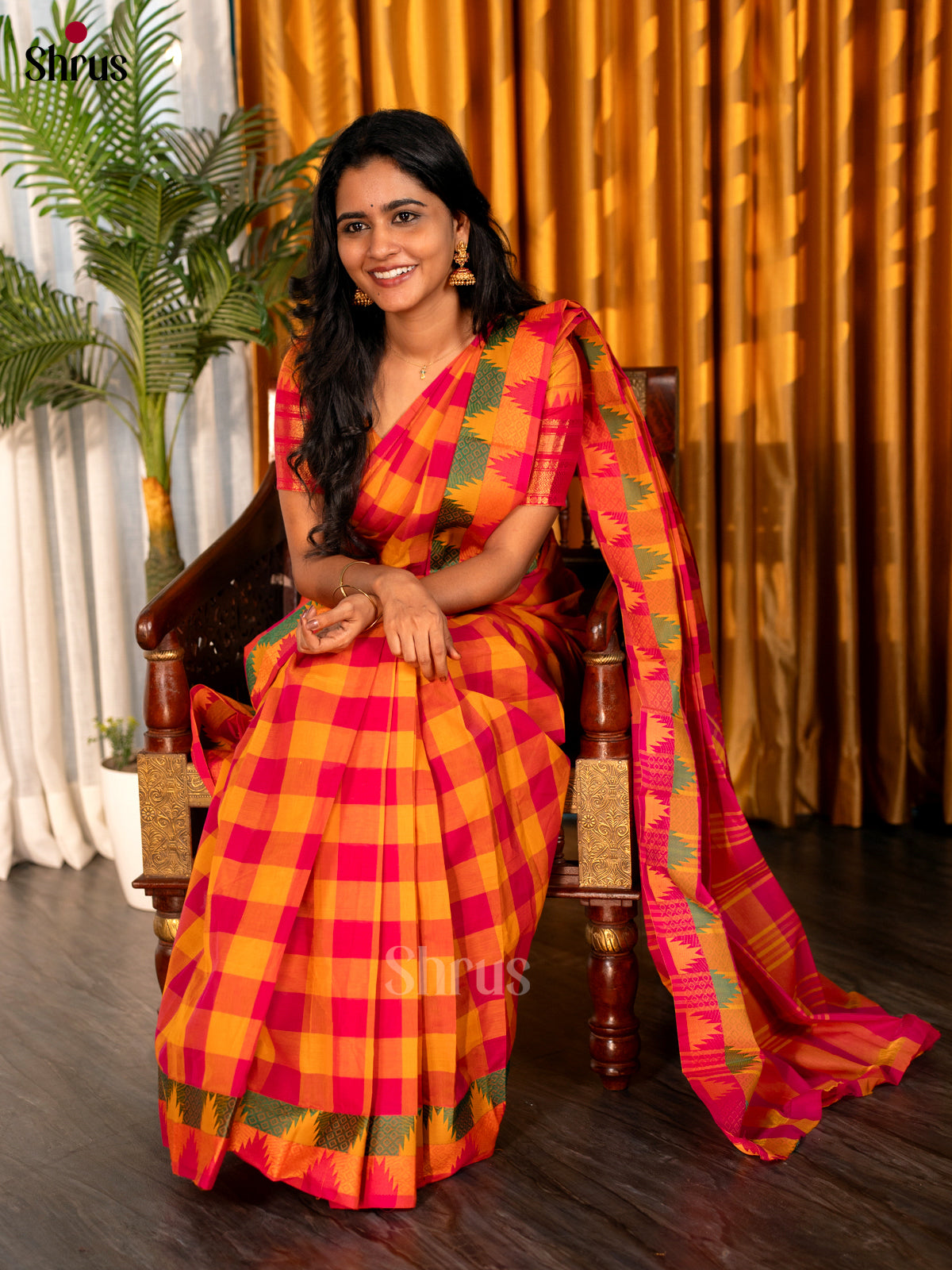 Mustard & Pink - Chettinad Cotton Saree