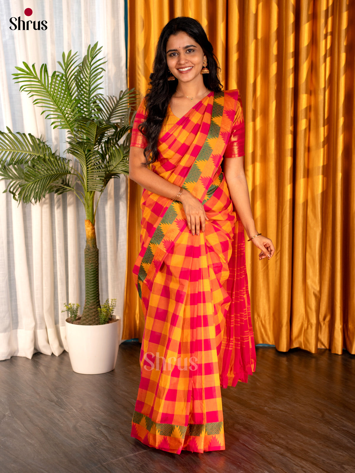 Mustard & Pink - Chettinad Cotton Saree