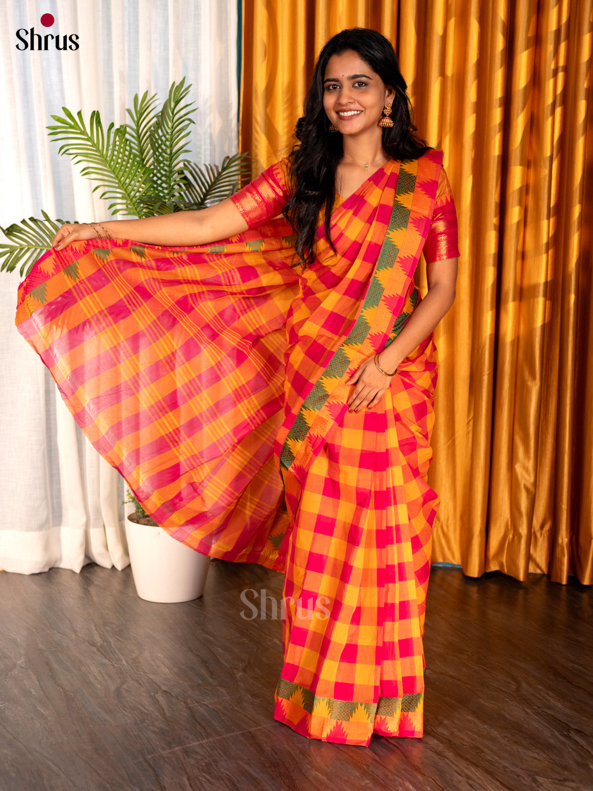 Mustard & Pink - Chettinad Cotton Saree