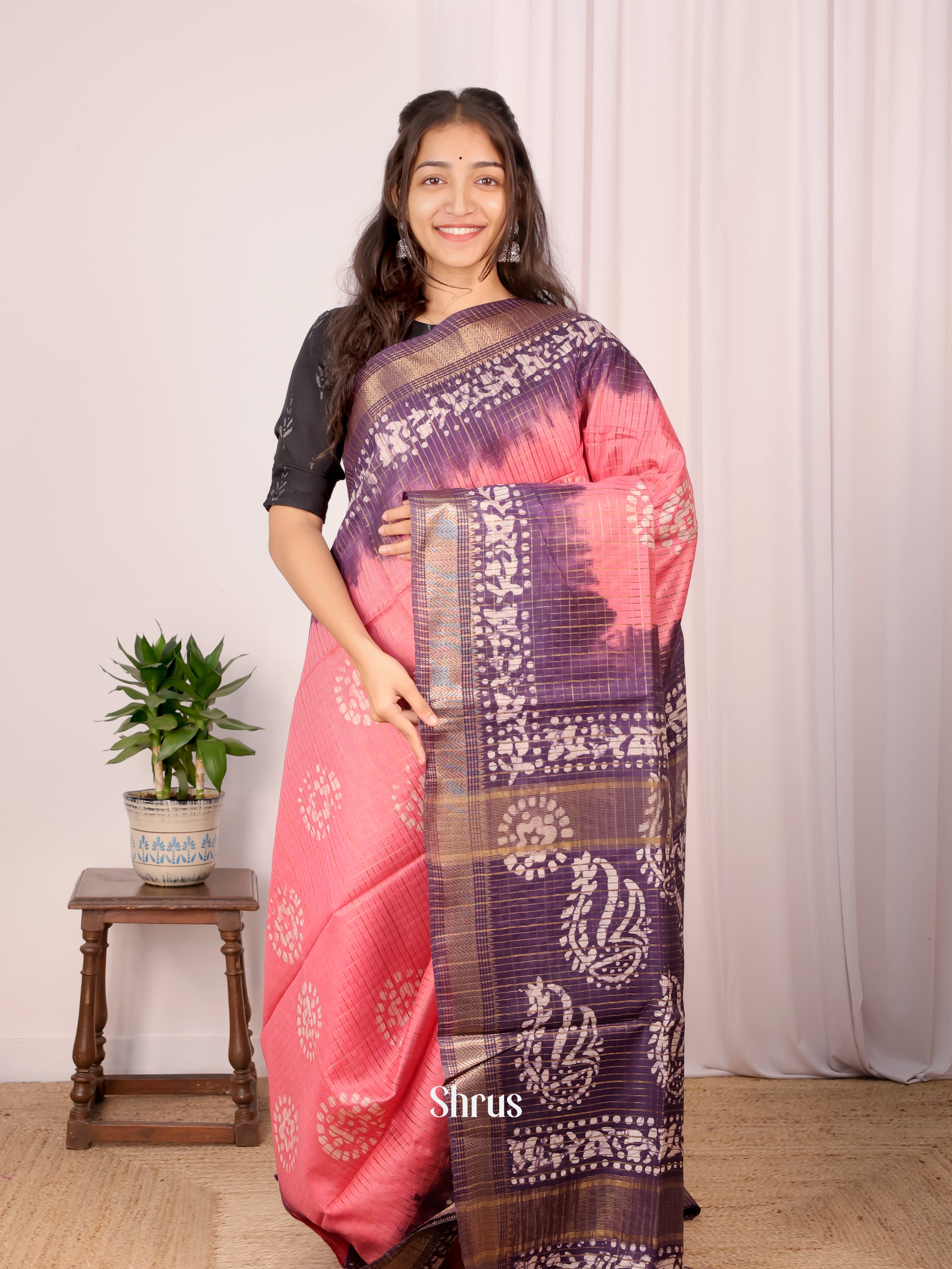 Pink & Violet - Bhatik Saree