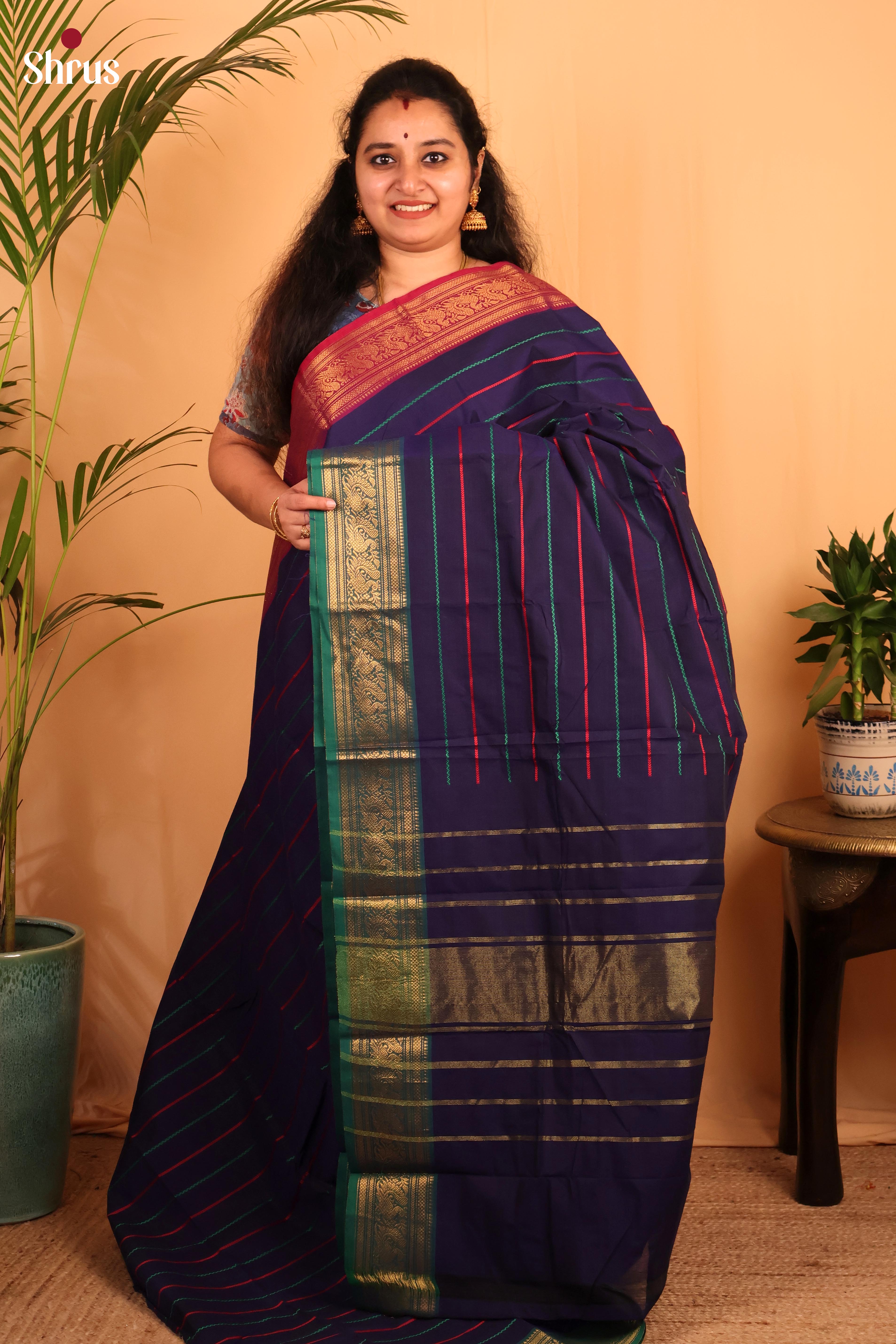 Violet & Green - Chettinad Cotton Saree