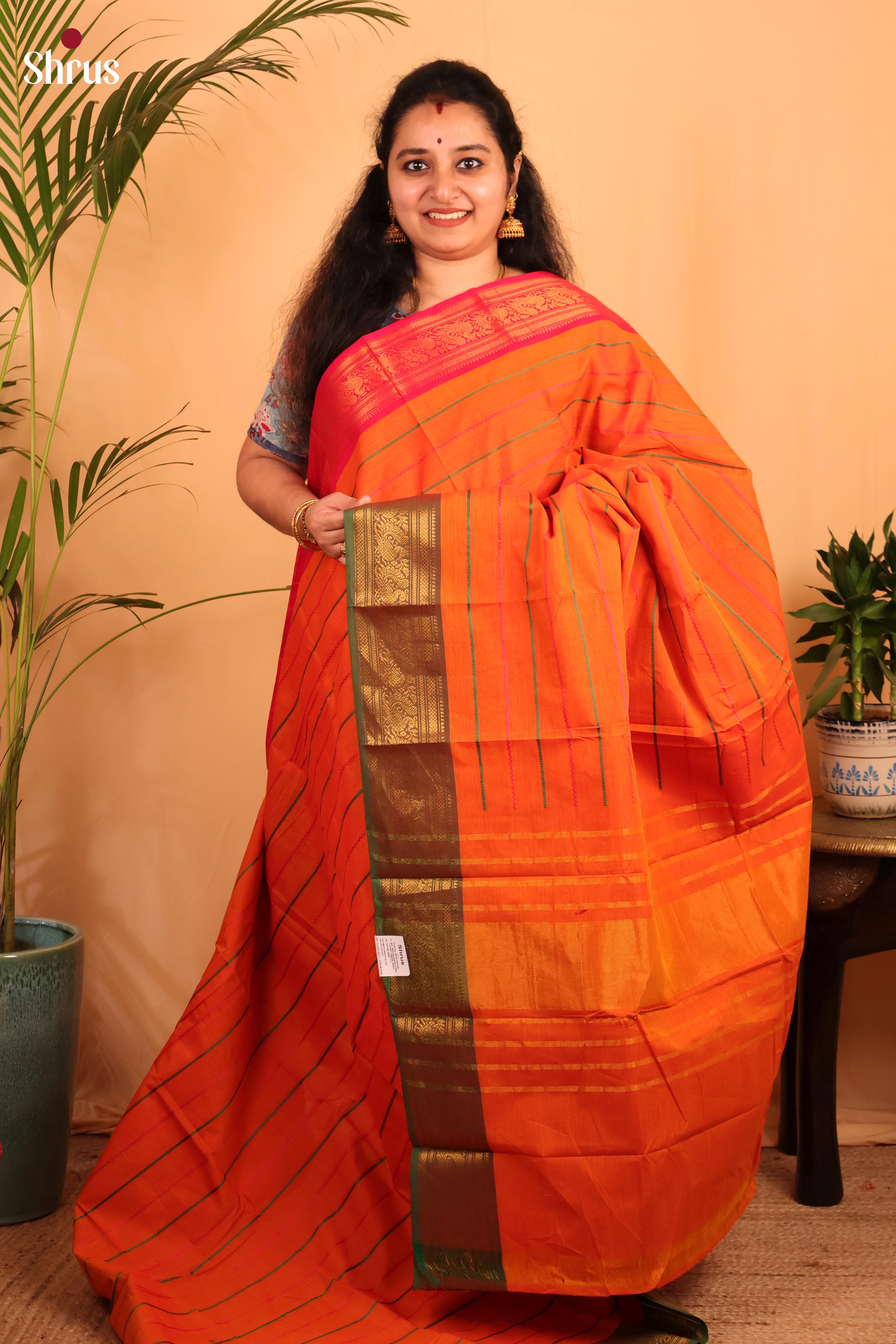 Orange & Green- Chettinad Cotton