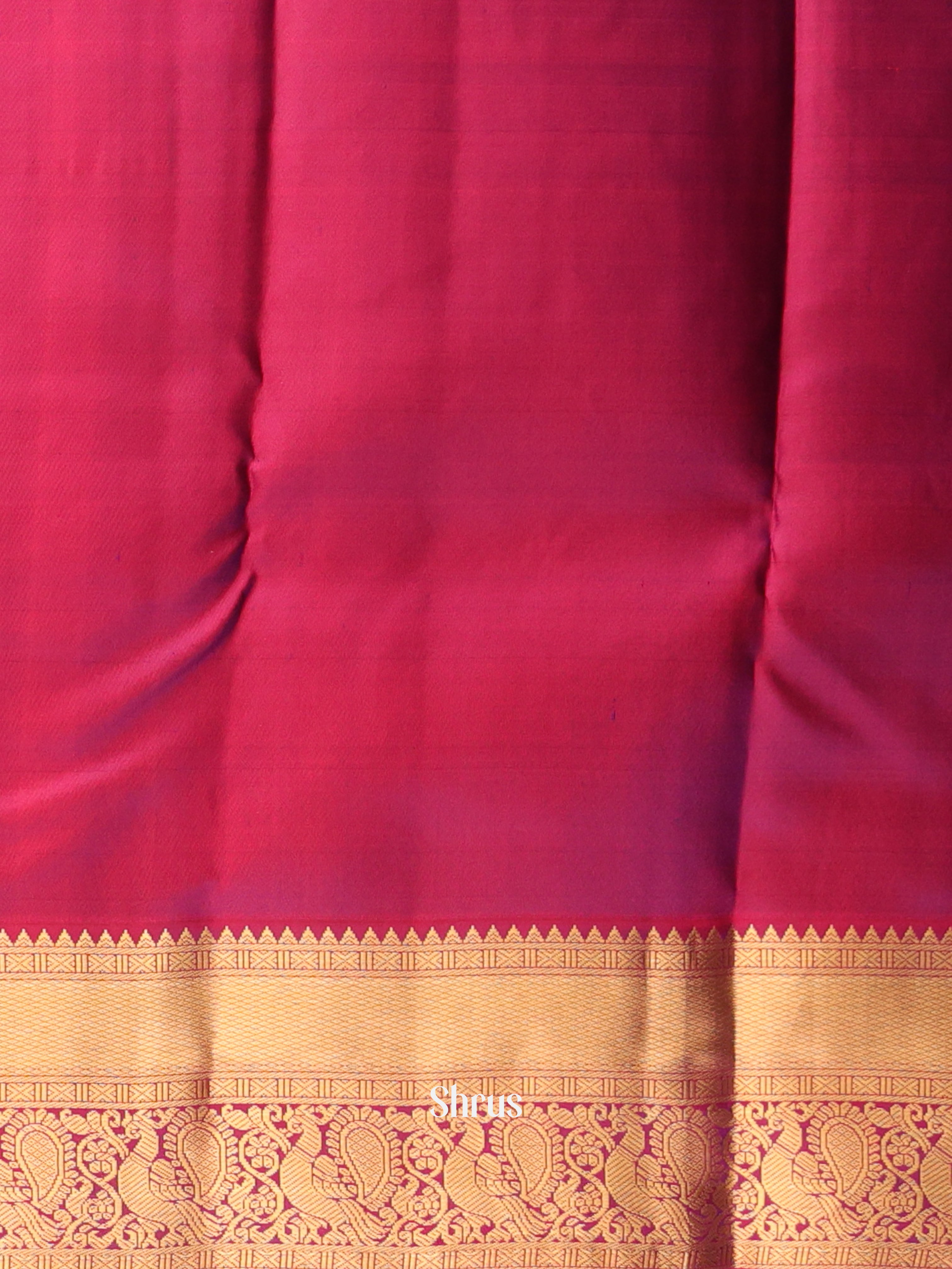 Peach & Maroon - Kanchipuram silk Saree