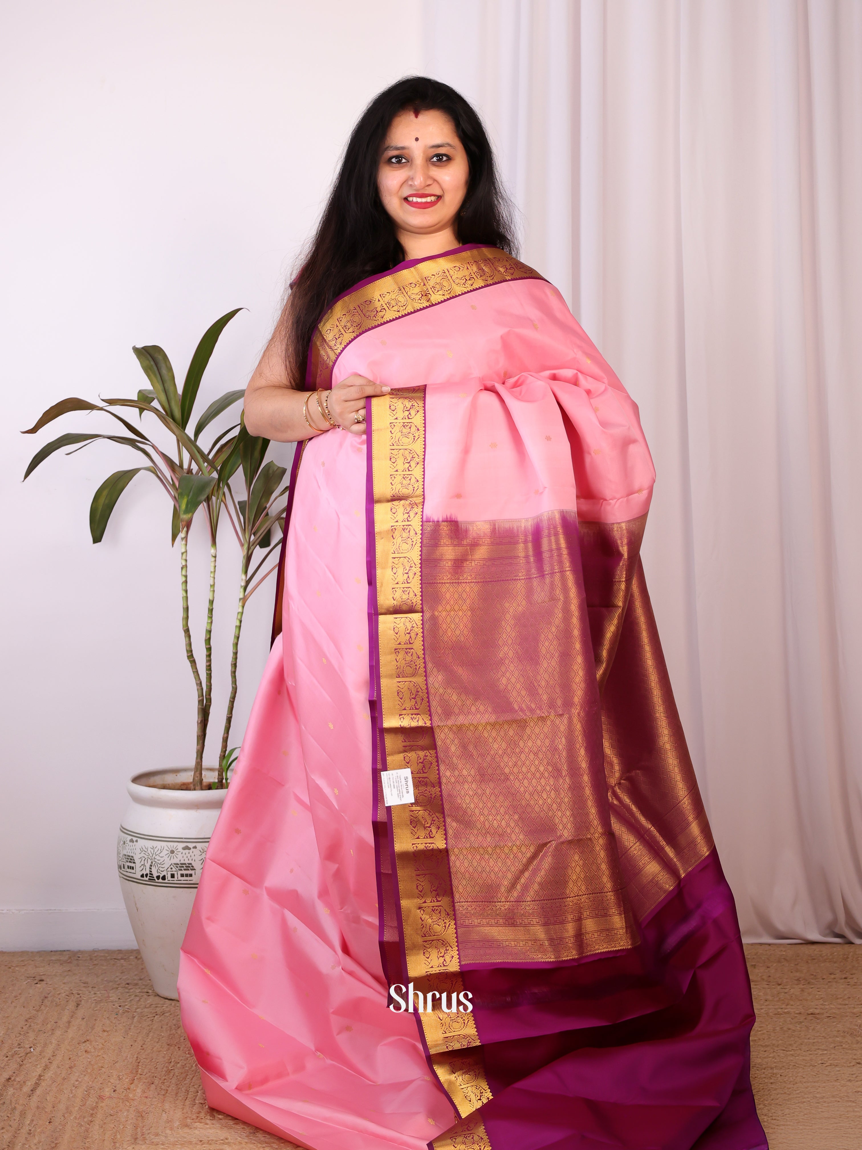 Pink & Purple - Kanchipuram silk Saree