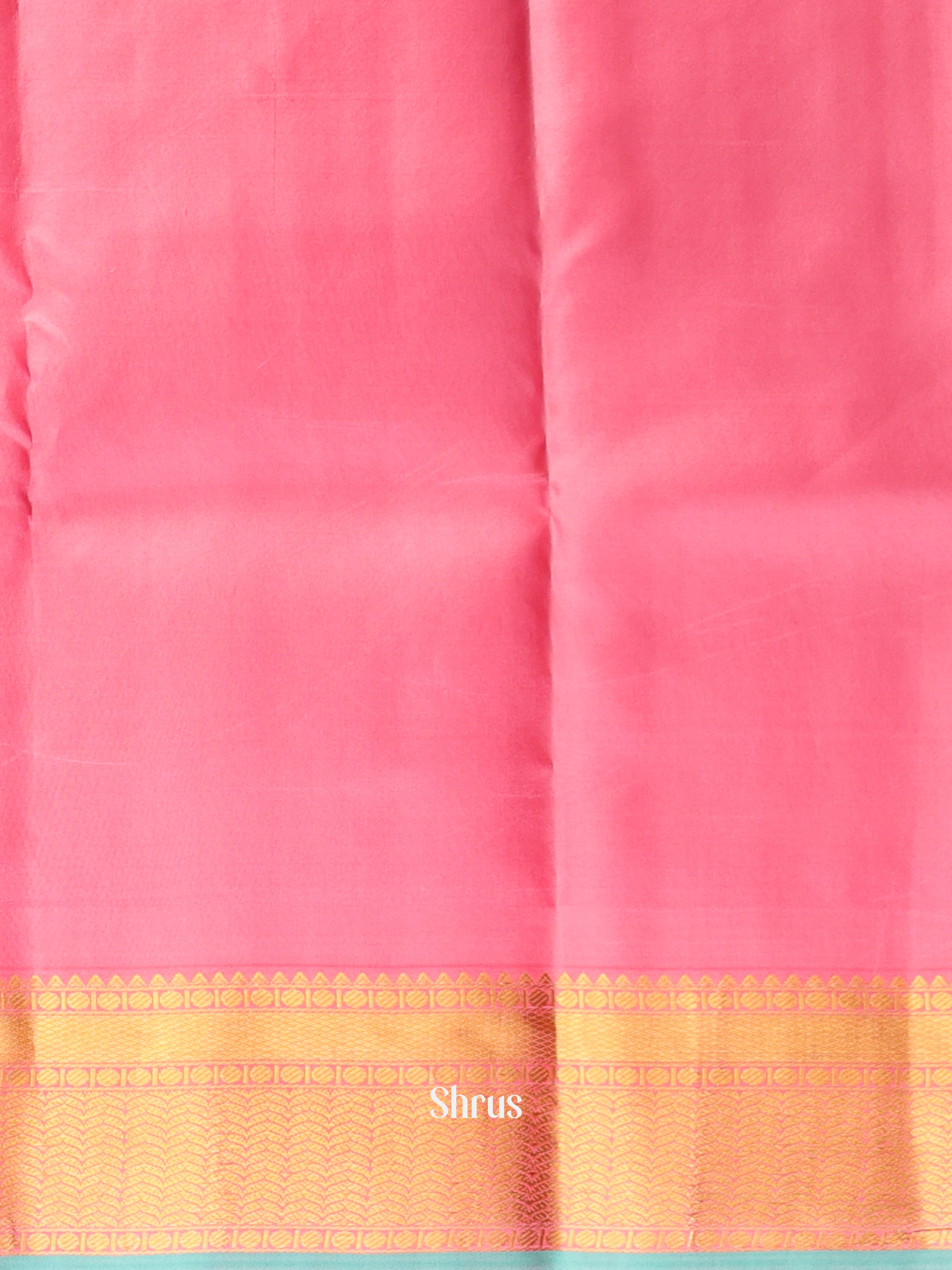 Teal Green & Pink - Kanchipuram silk Saree