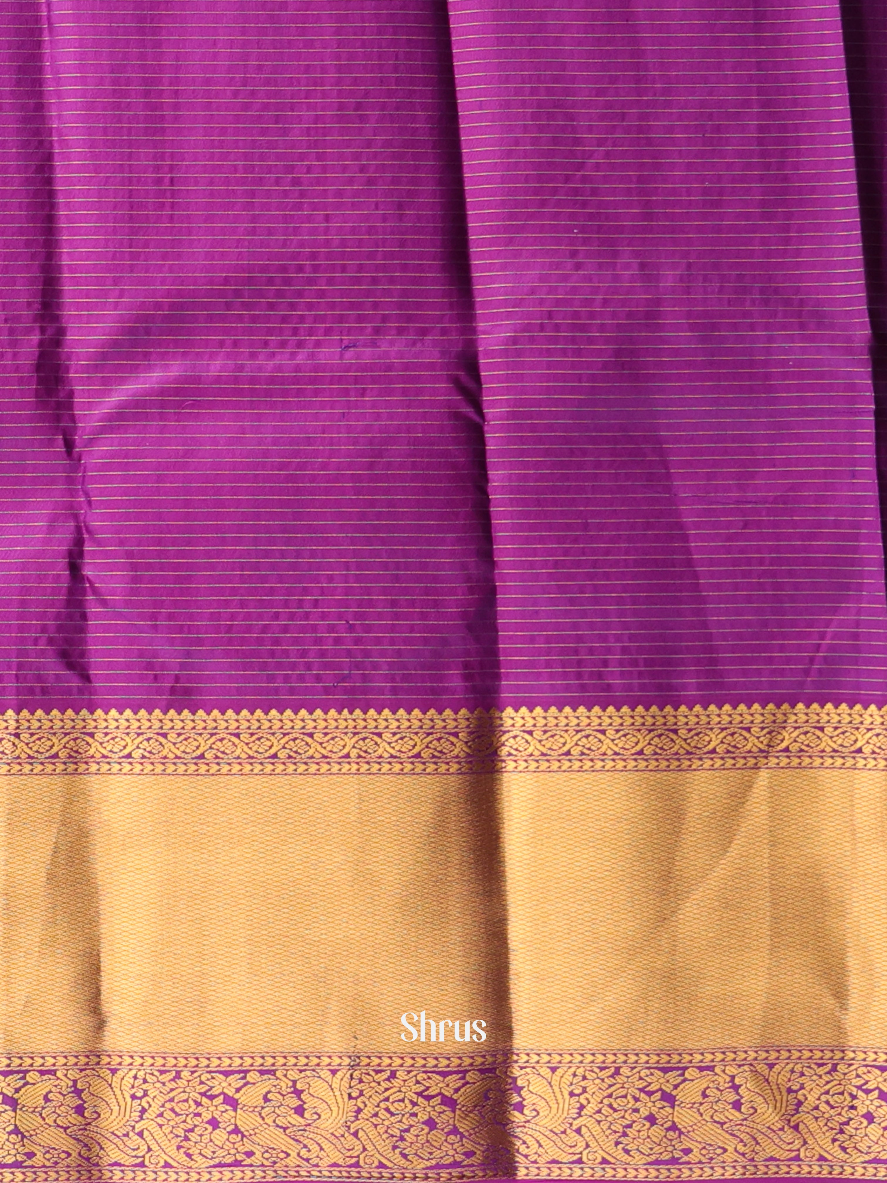 Cream & Violet - Kanchipuram silk Saree