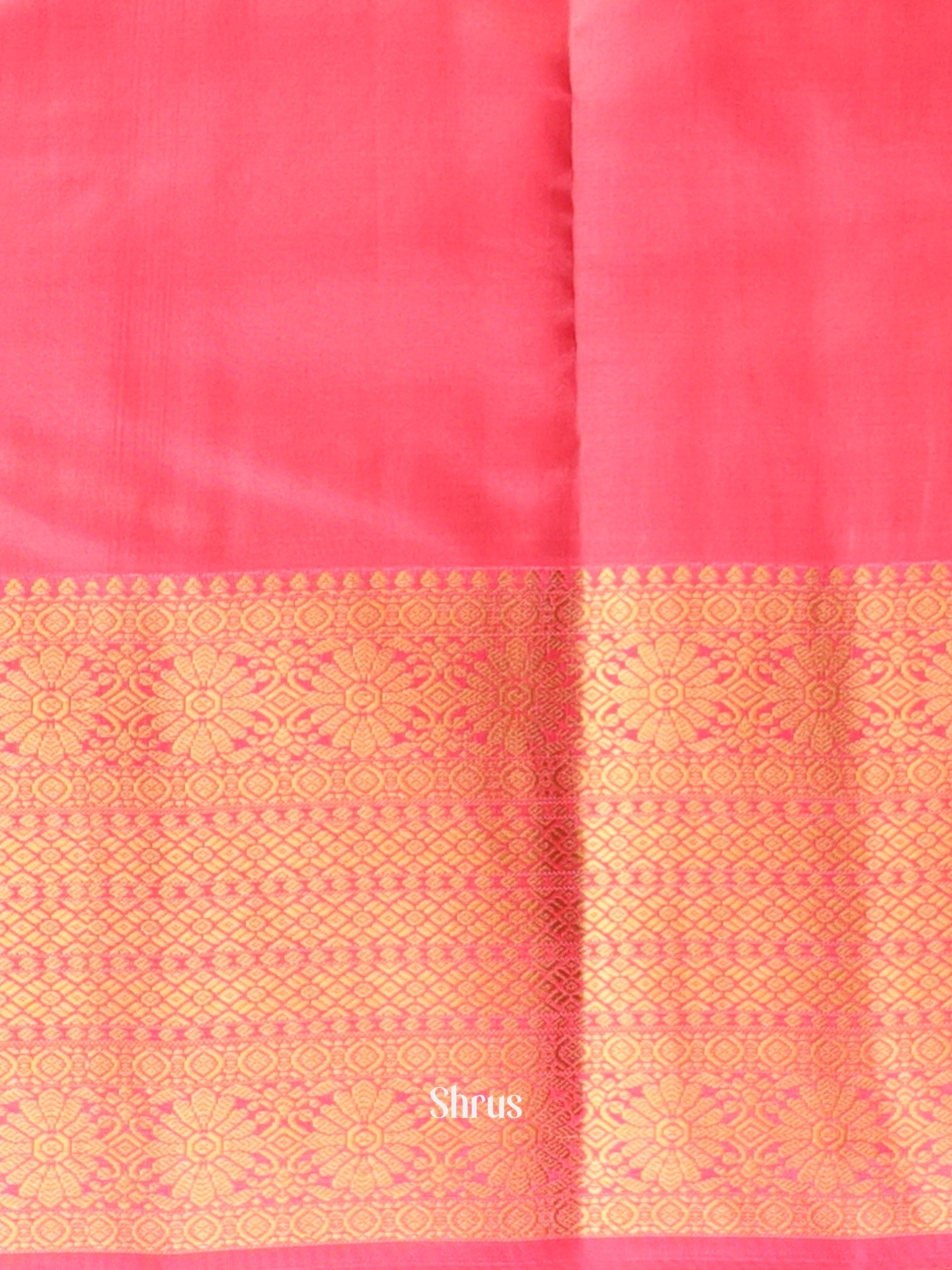 Cream & Pink - Kanchipuram silk Saree