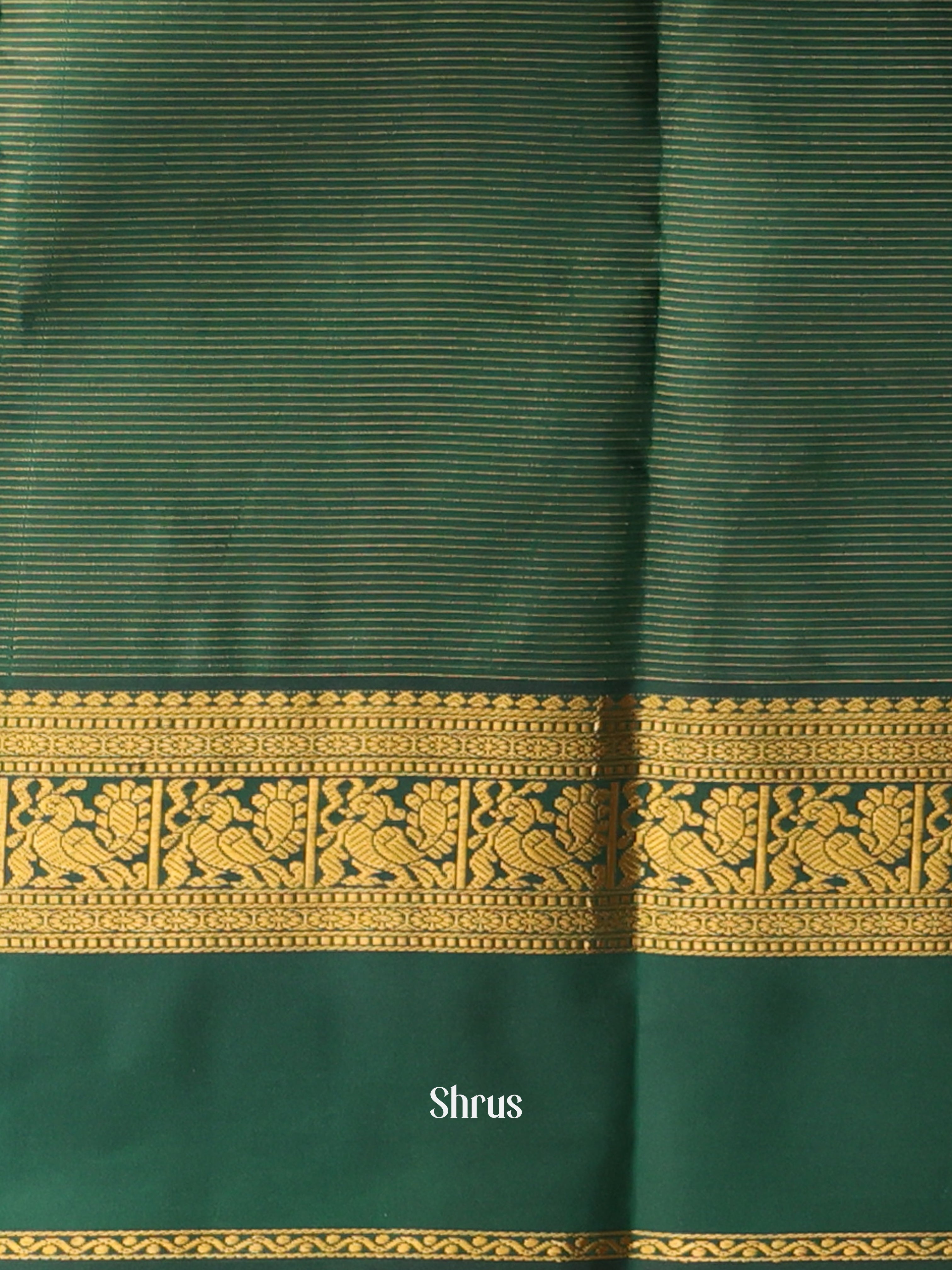 Beige & Green - Kanchipuram silk Saree