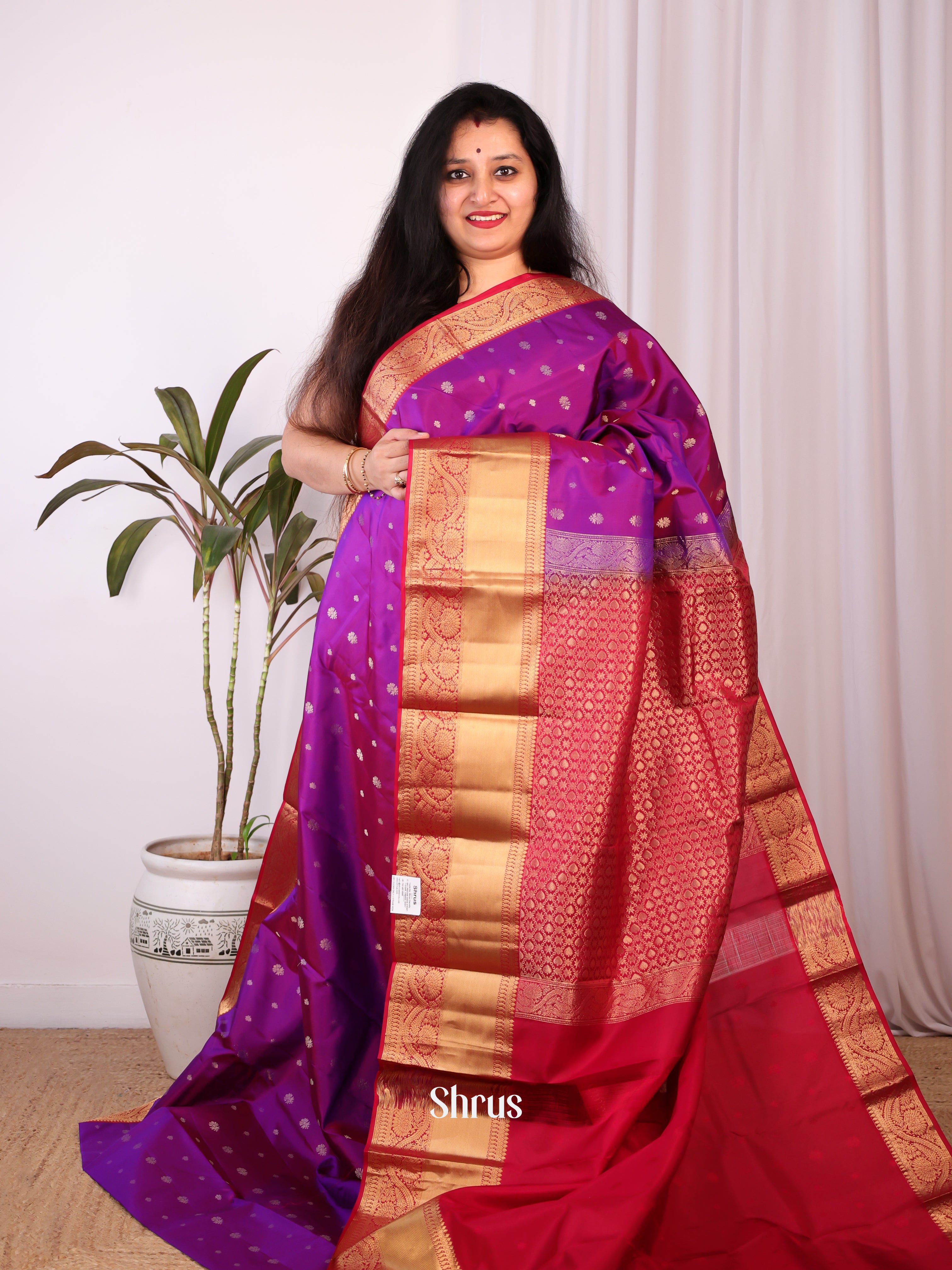 Purple & Maroon - Kanchipuram silk Saree