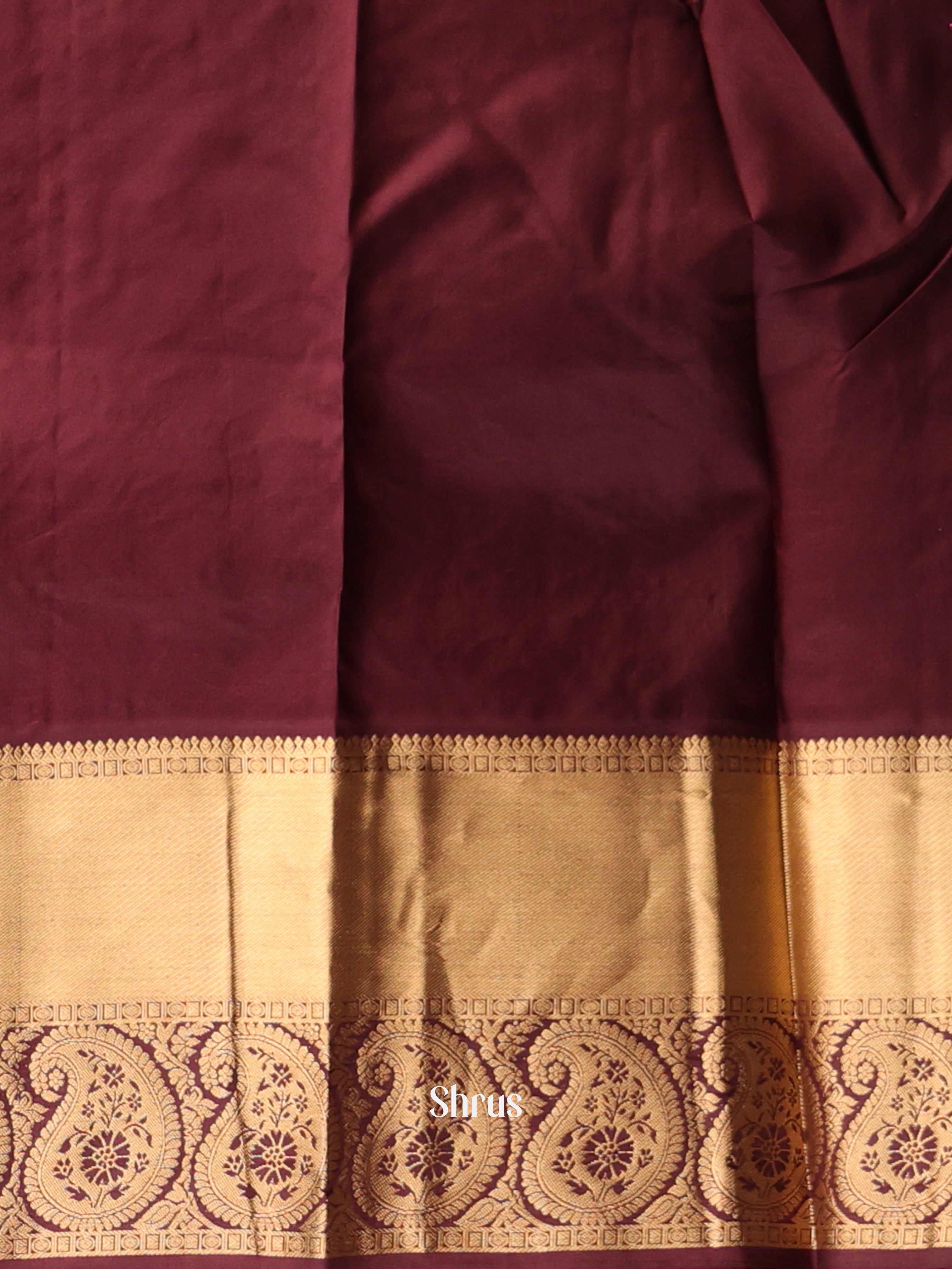 Purple & Brown- Kanchipuram silk Saree - Shop on Shrus.com