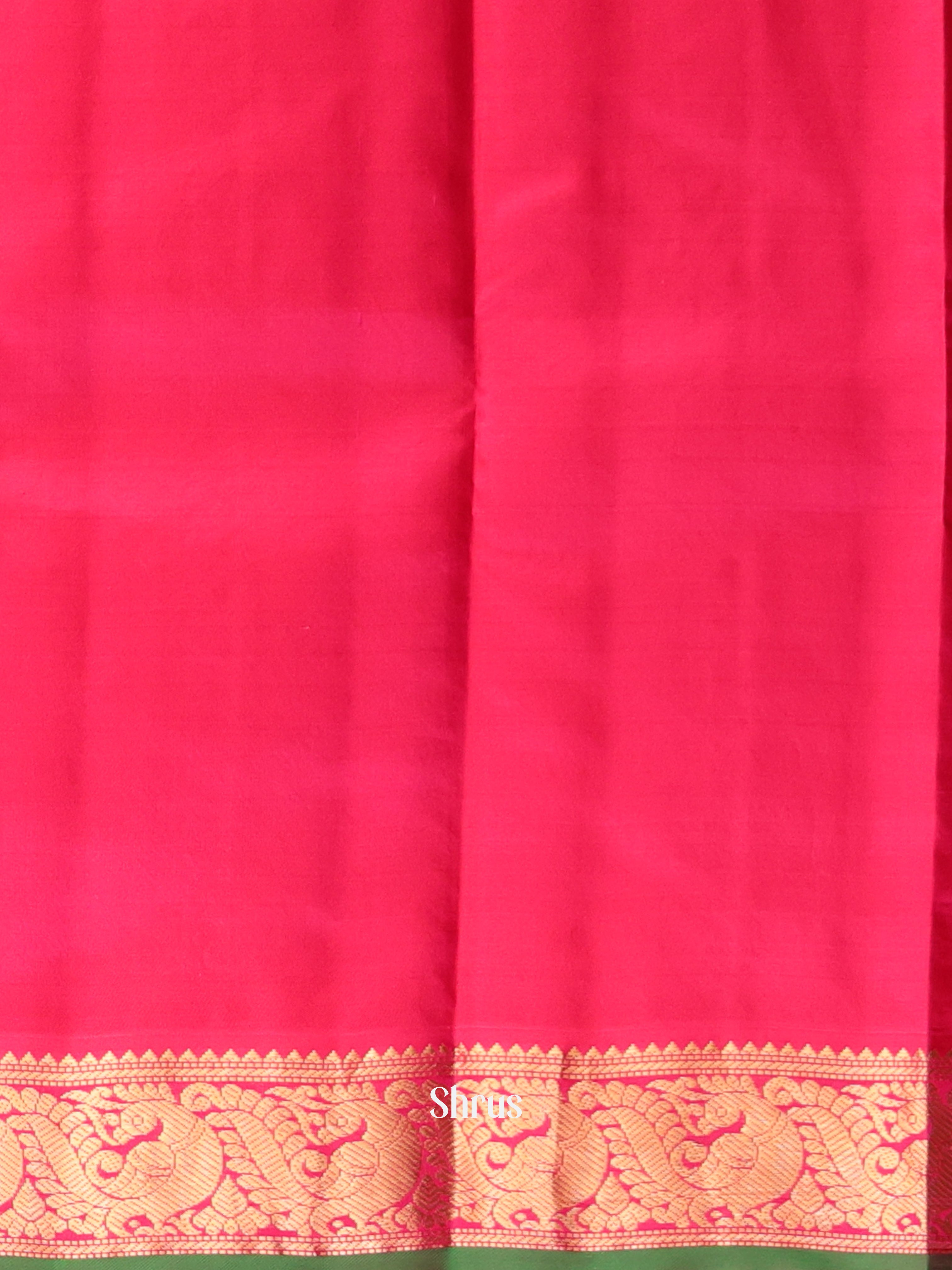 Parrot Green  & Maroon  - Kanchipuram silk Saree - Shop on Shrus.com
