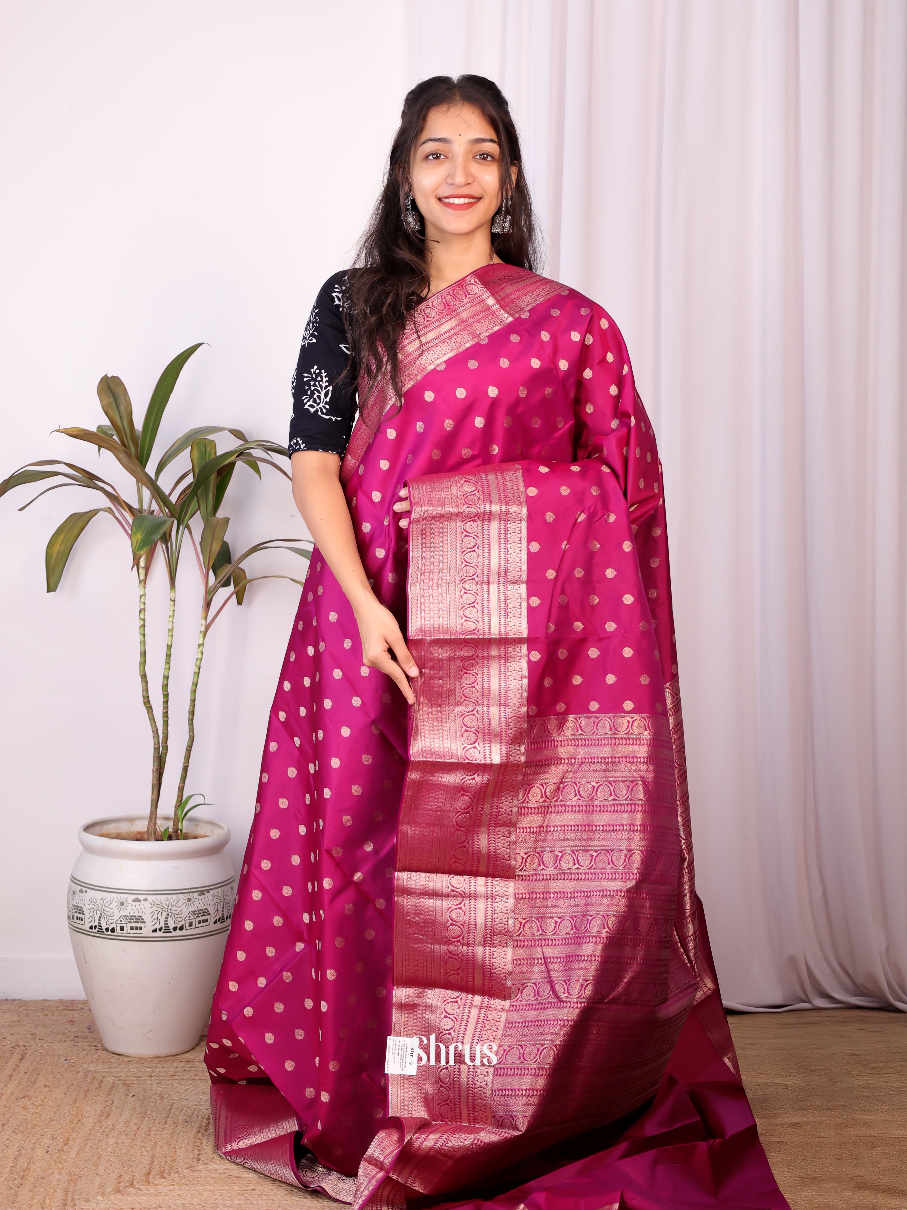 Purple(Single Tone) - Kanchipuram silk Saree