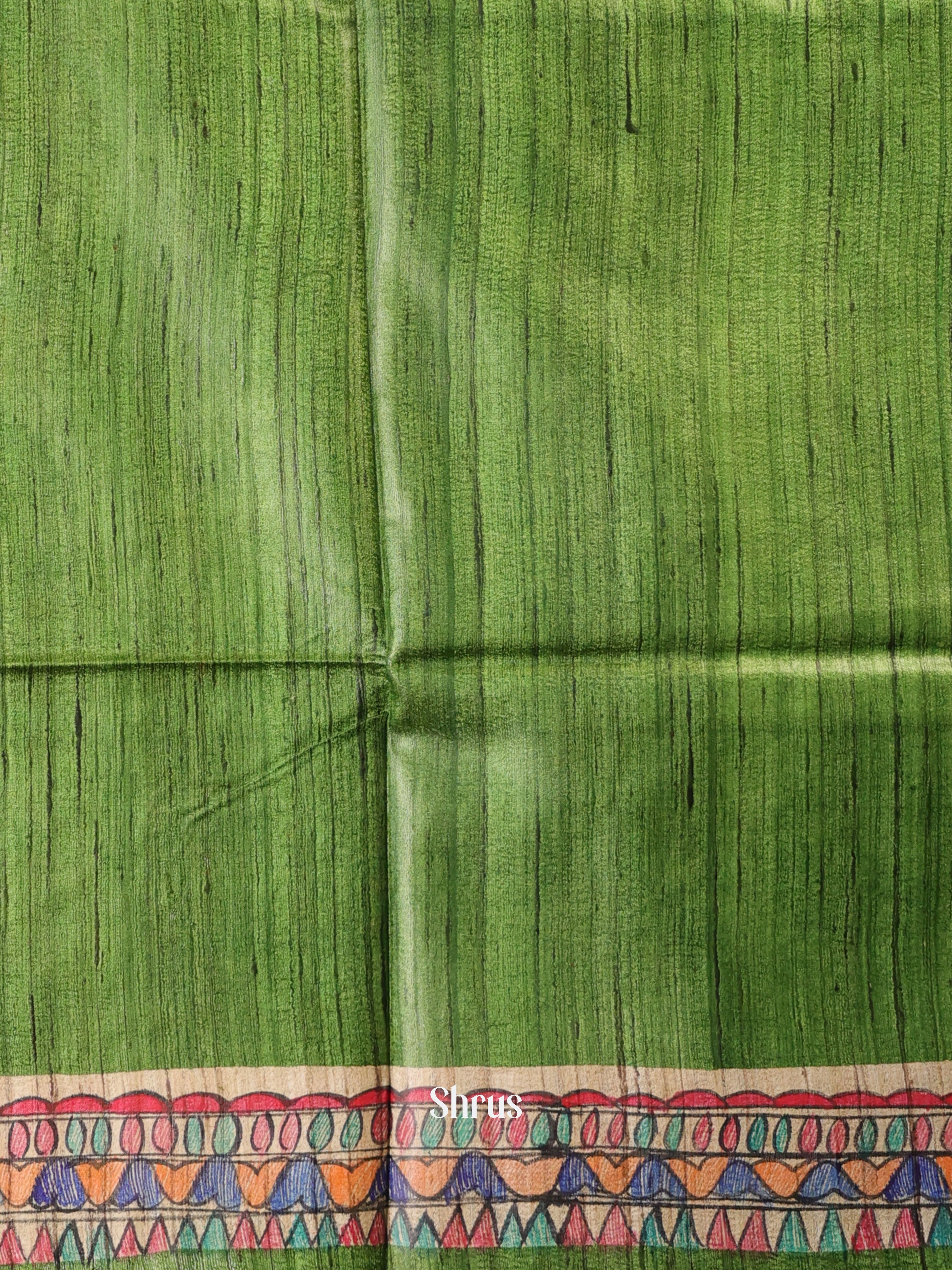 Green & Beige - Tussar Saree