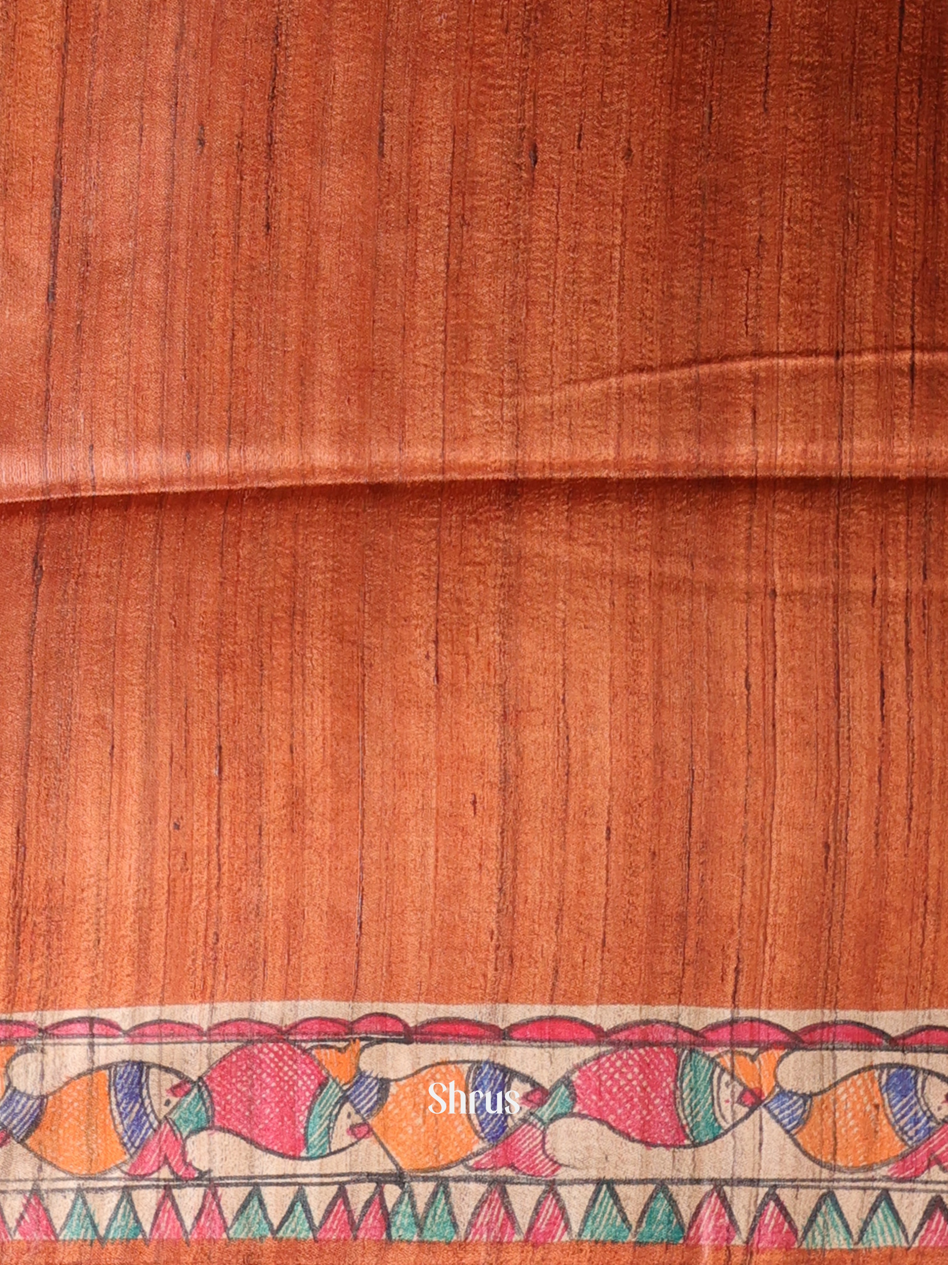 Rust & Beige - Tussar Saree