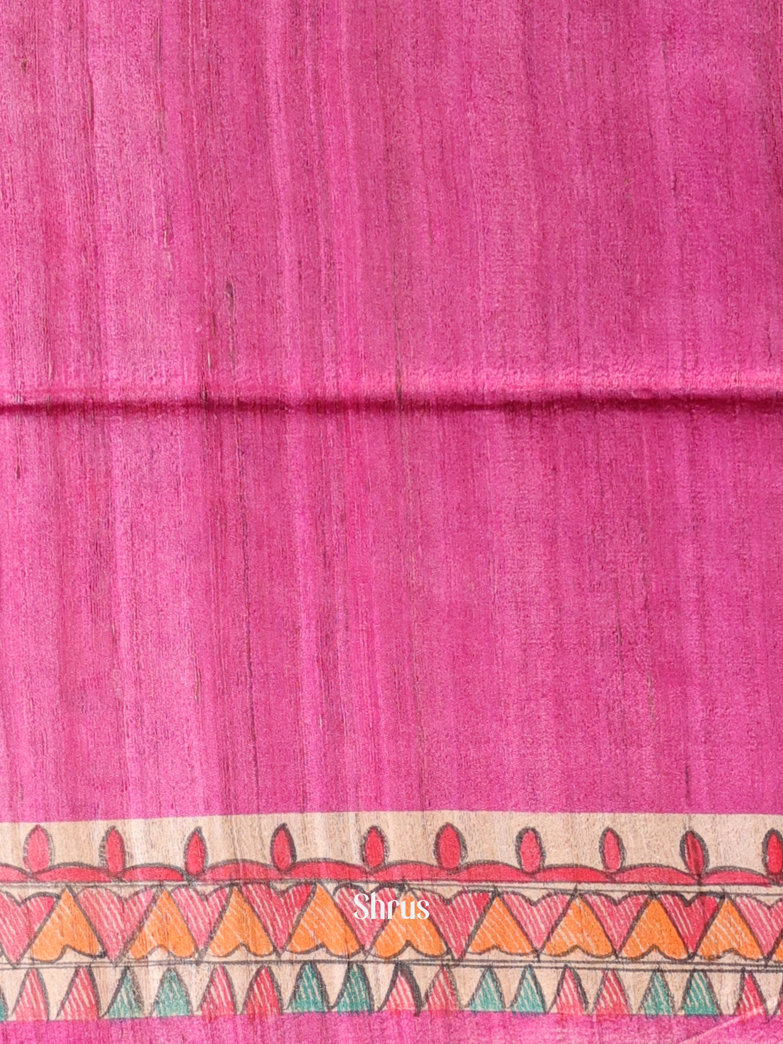 Pink & Beige - Tussar Saree