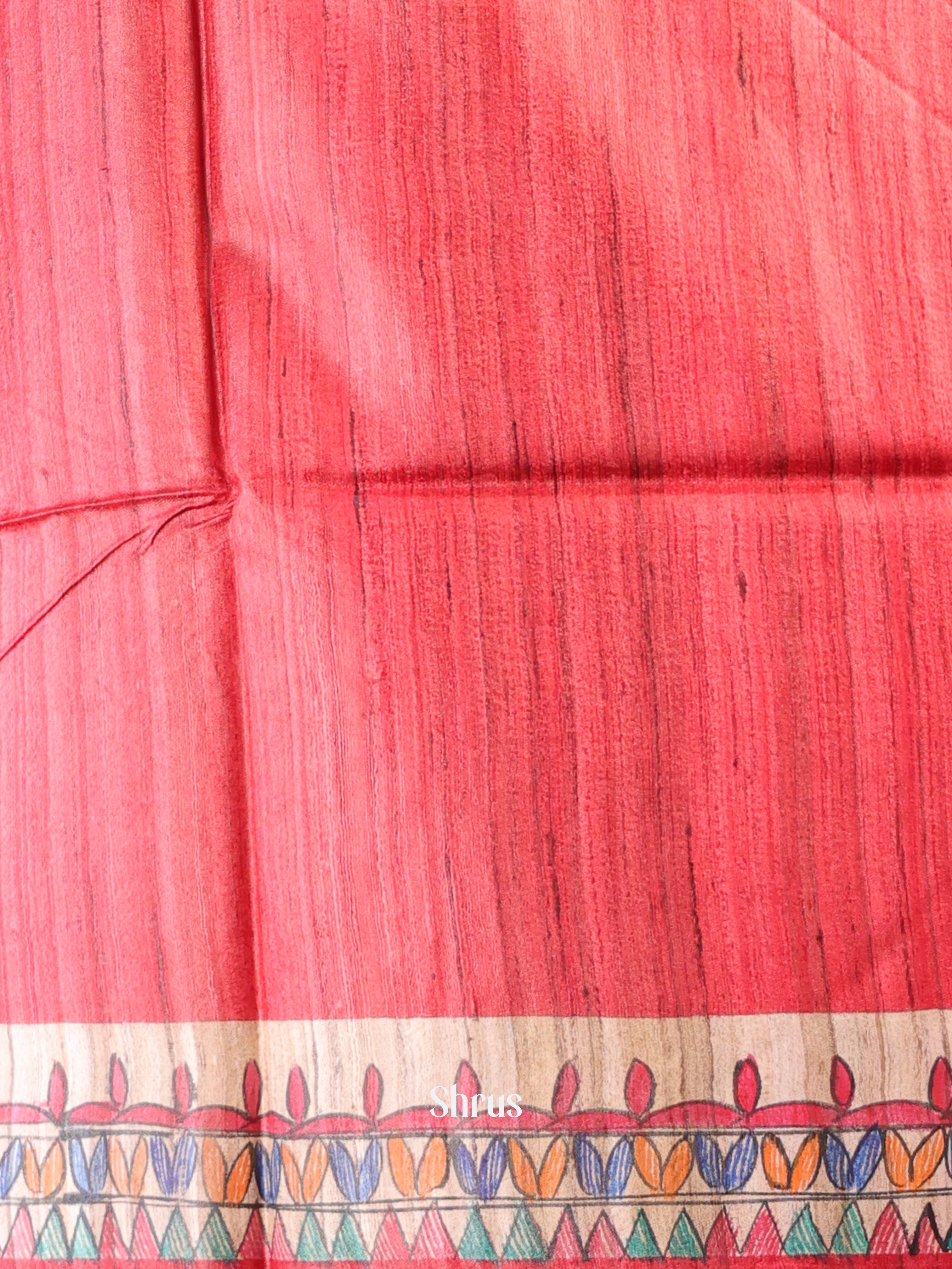 Red & Beige - Tussar Saree