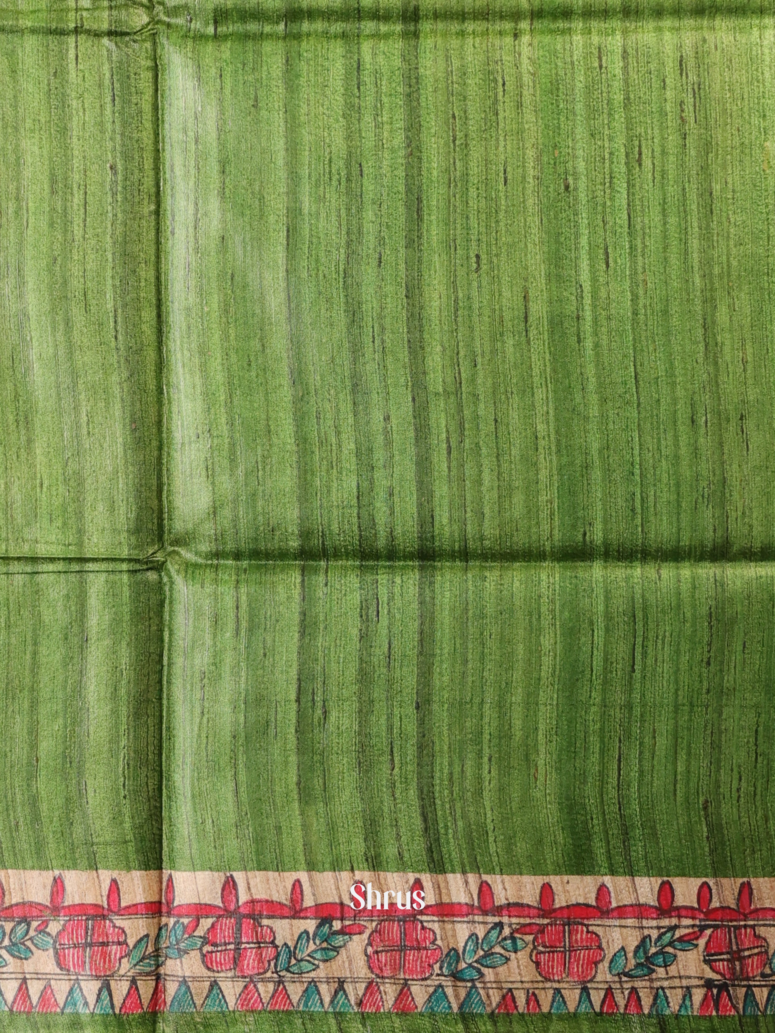 Green & Beige - Tussar Saree