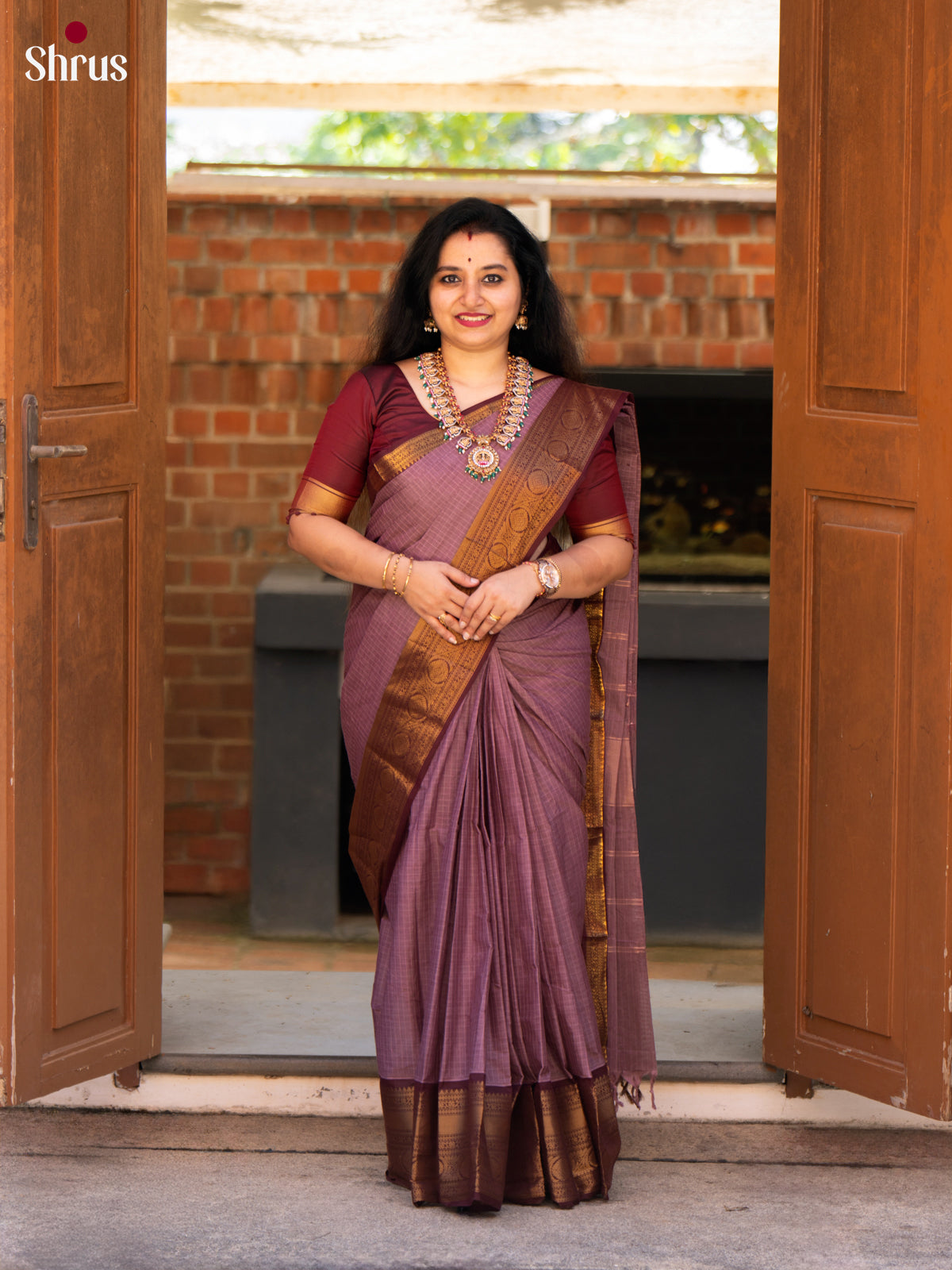 Dusty Pink & Brown - Chettinad Cotton Saree