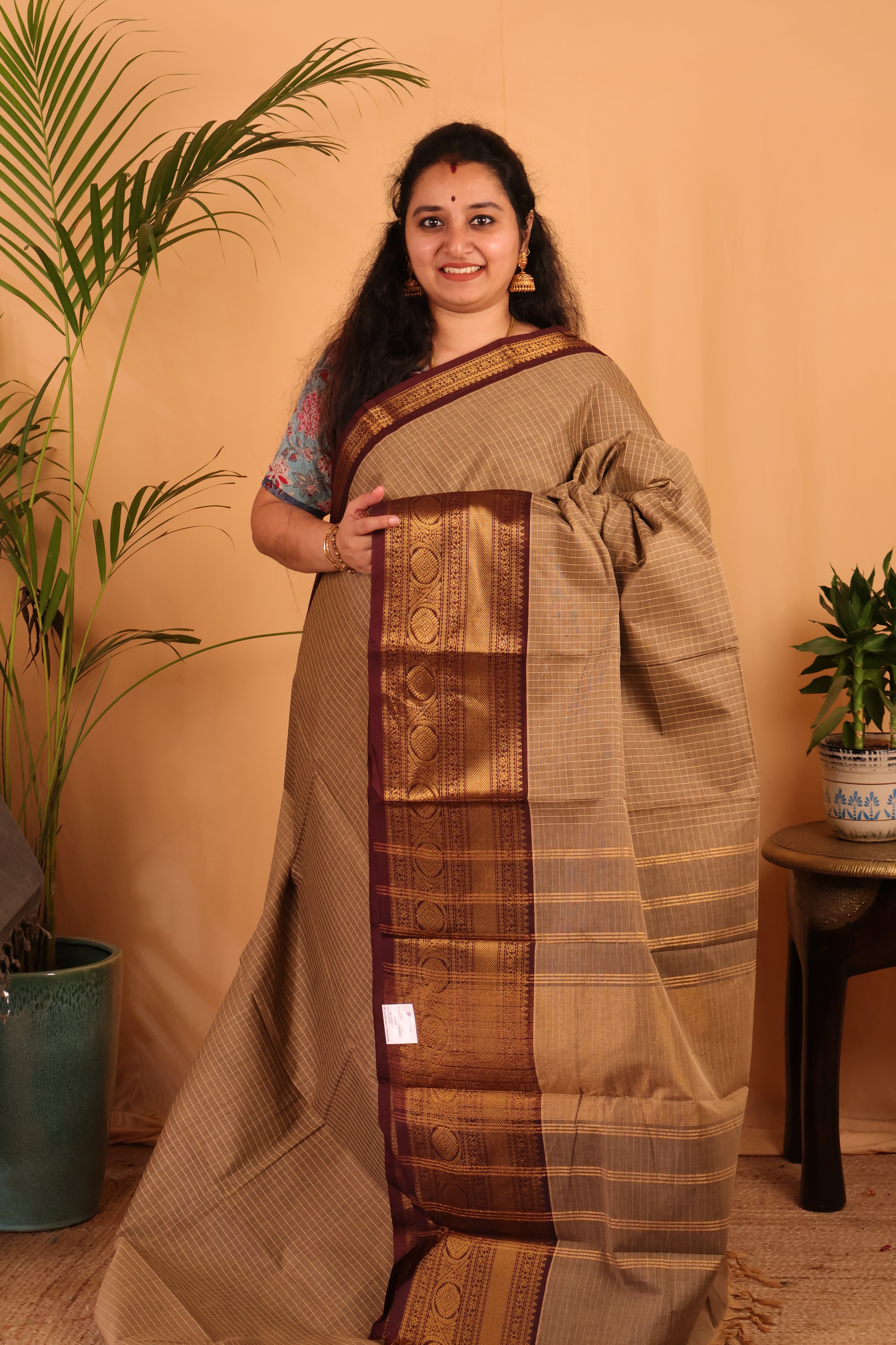 Lite Brown & Brown - Chettinad Cotton