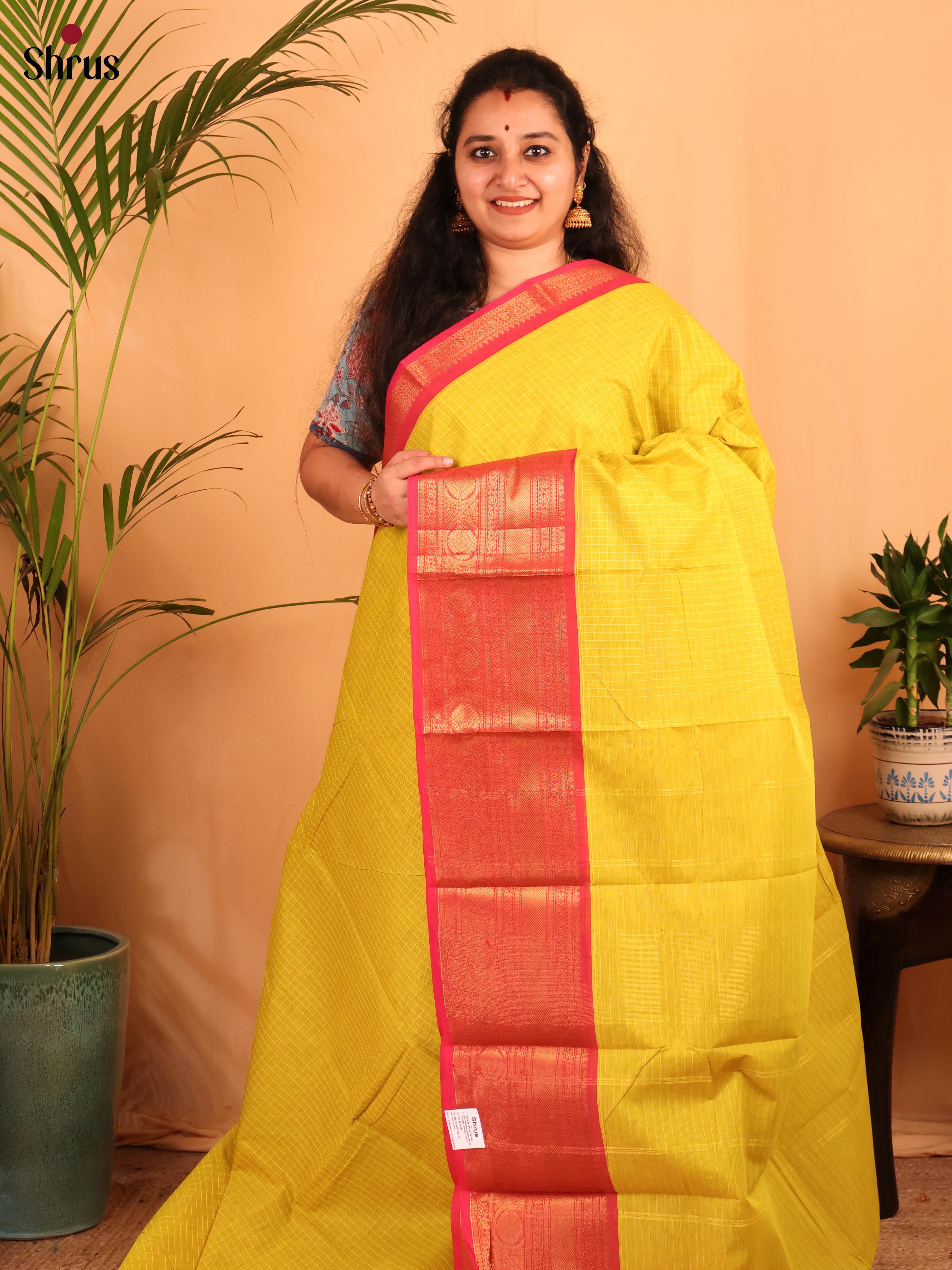 Mustard & Pink  - Chettinad Cotton Saree