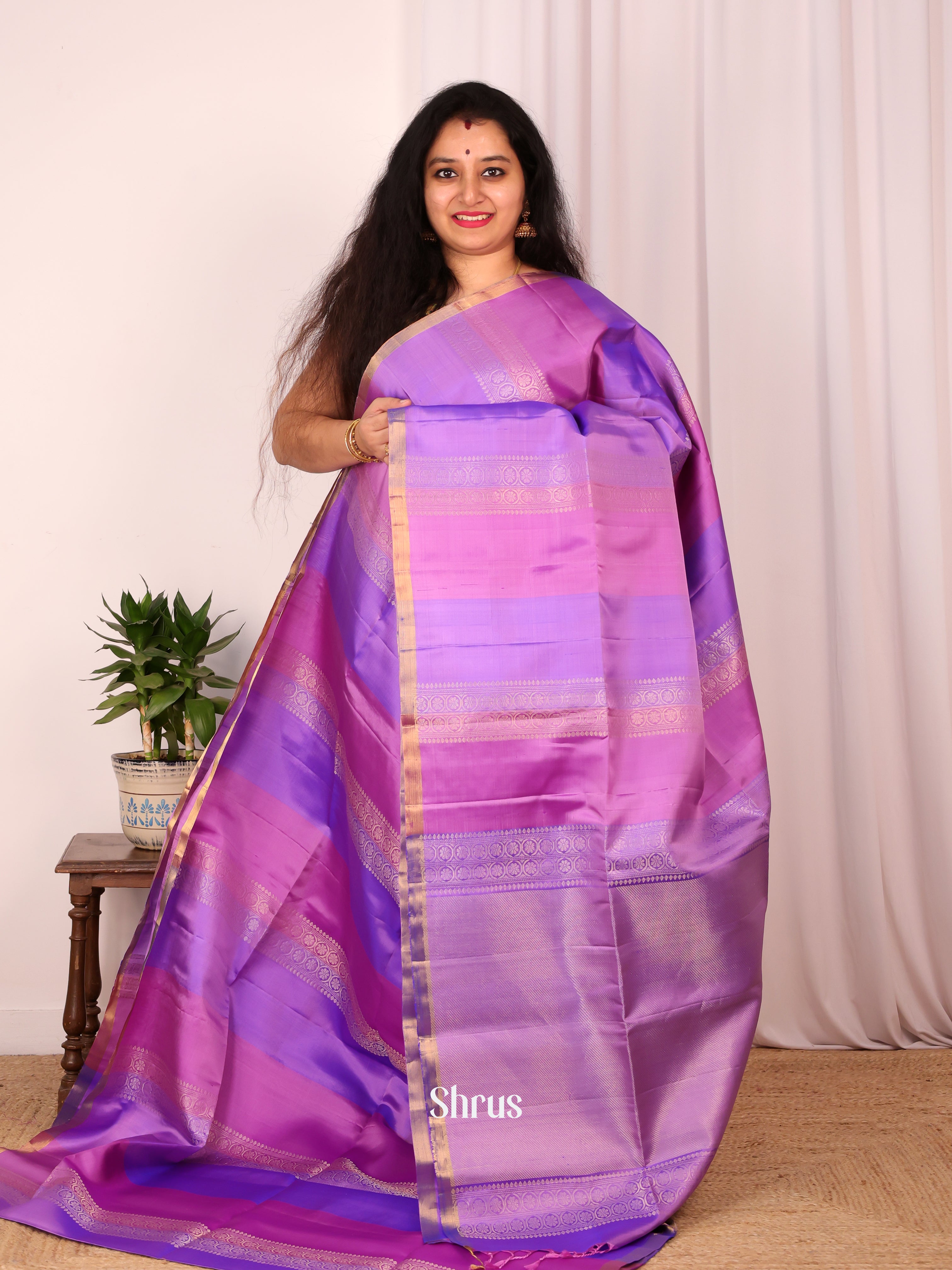 Lavender & Purple - Soft Silk Saree