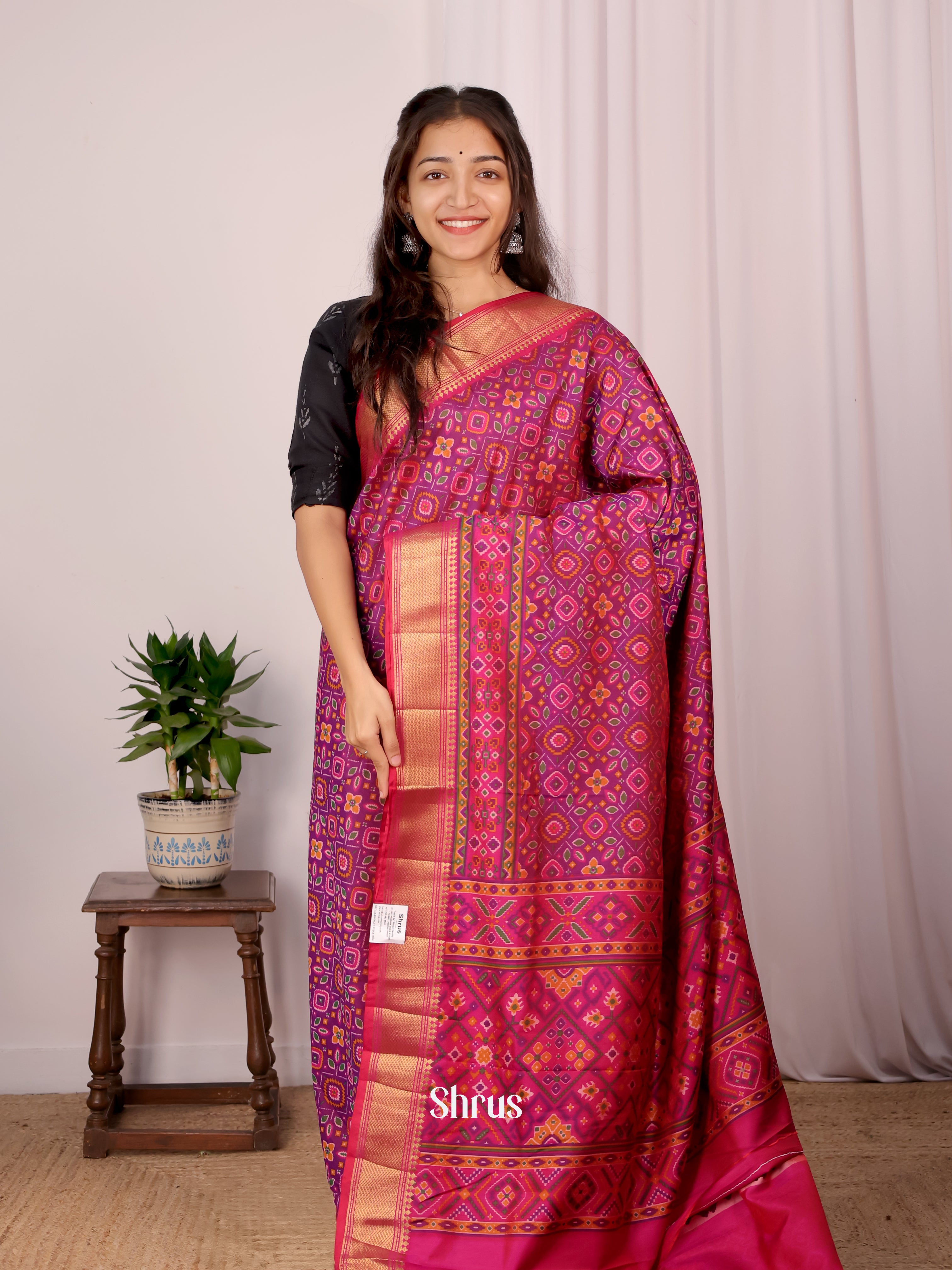 Purple & Pink - Semi Patola Saree