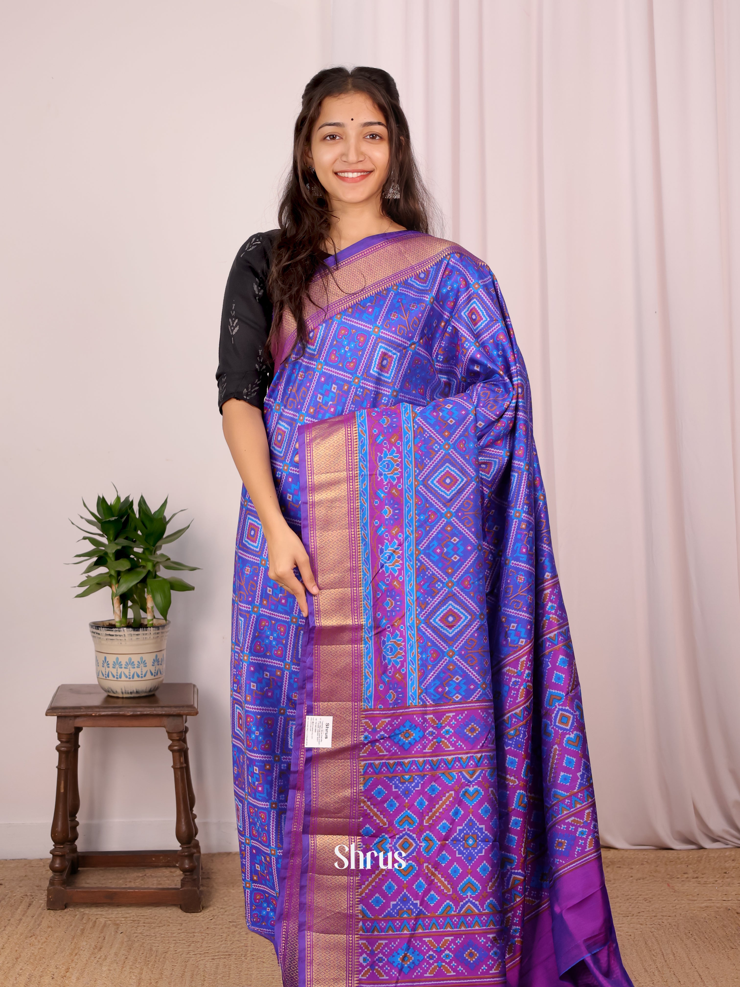 Blue & Purple- Semi Patola Saree