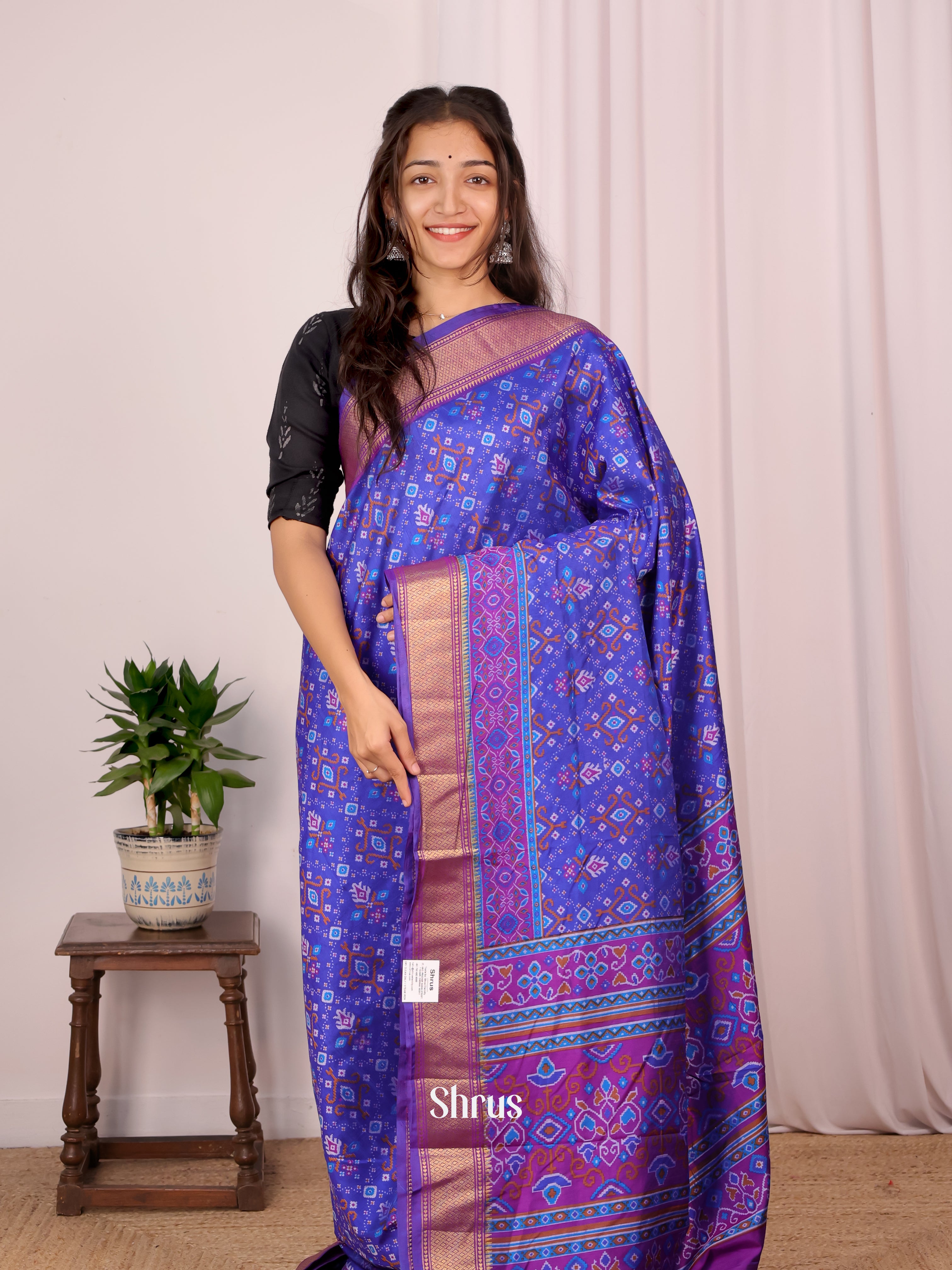 Blue & Purple - Semi Patola Saree