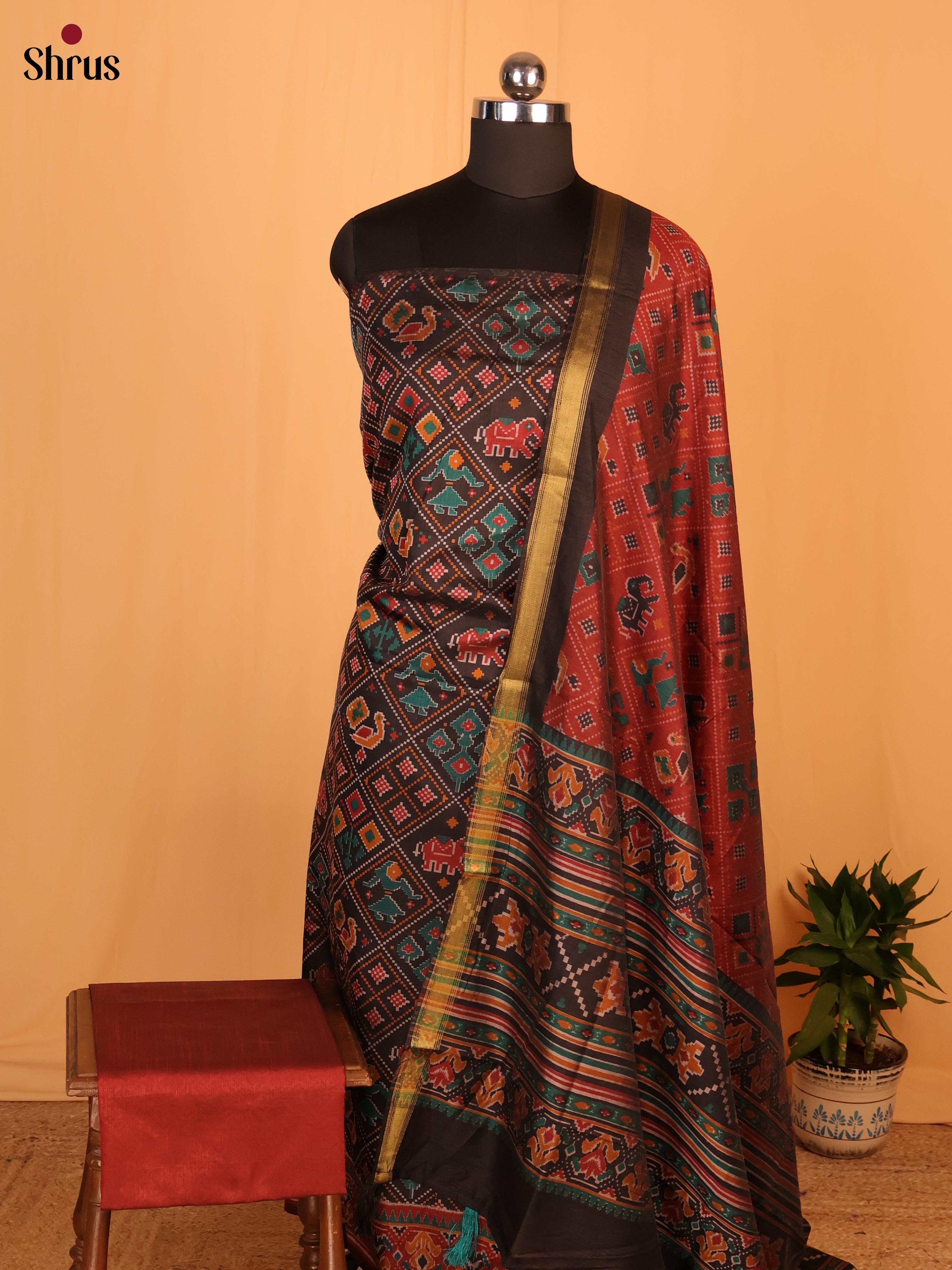 Black & Maroon - semi patola salwar