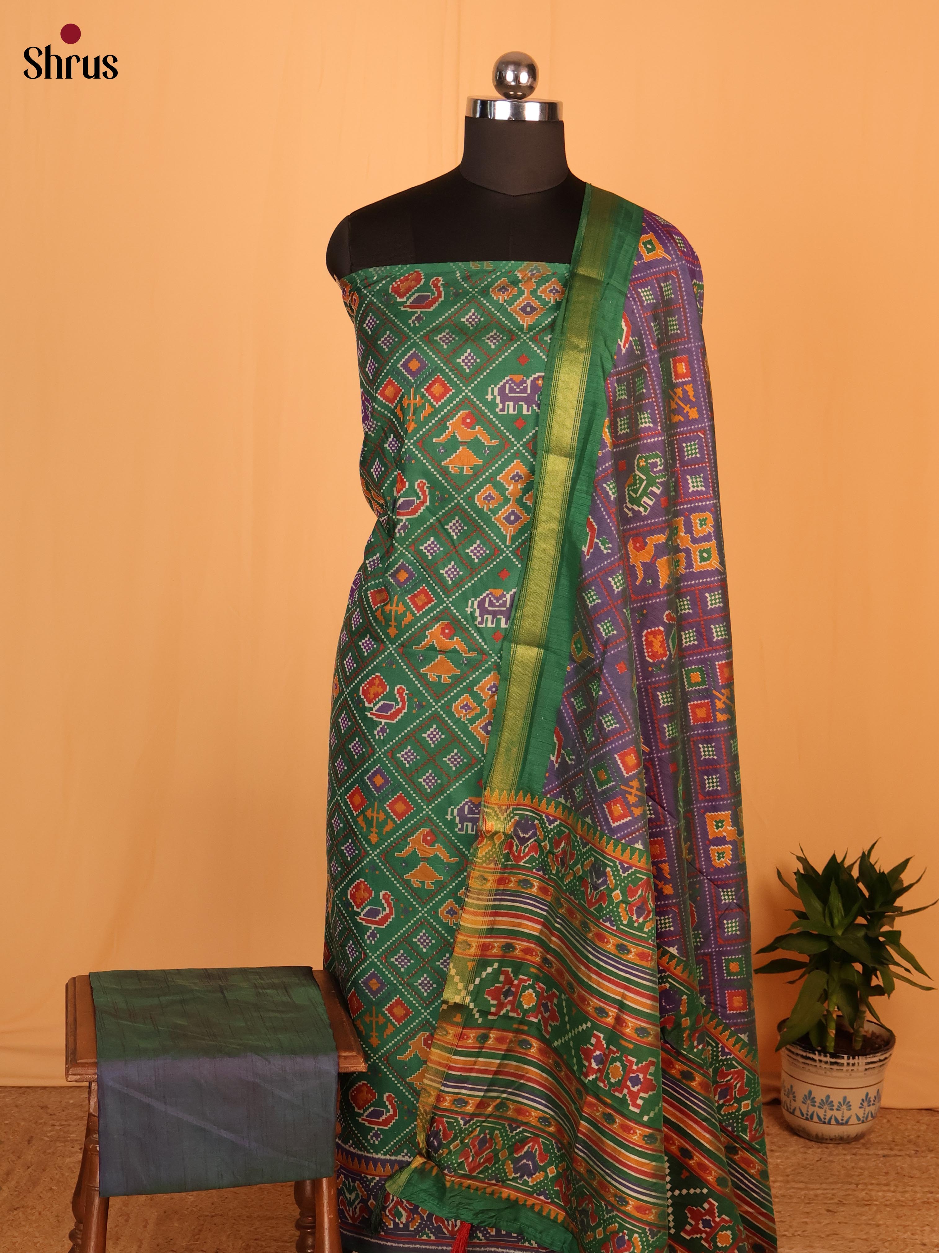 Green & Purple- Semi patola salwar