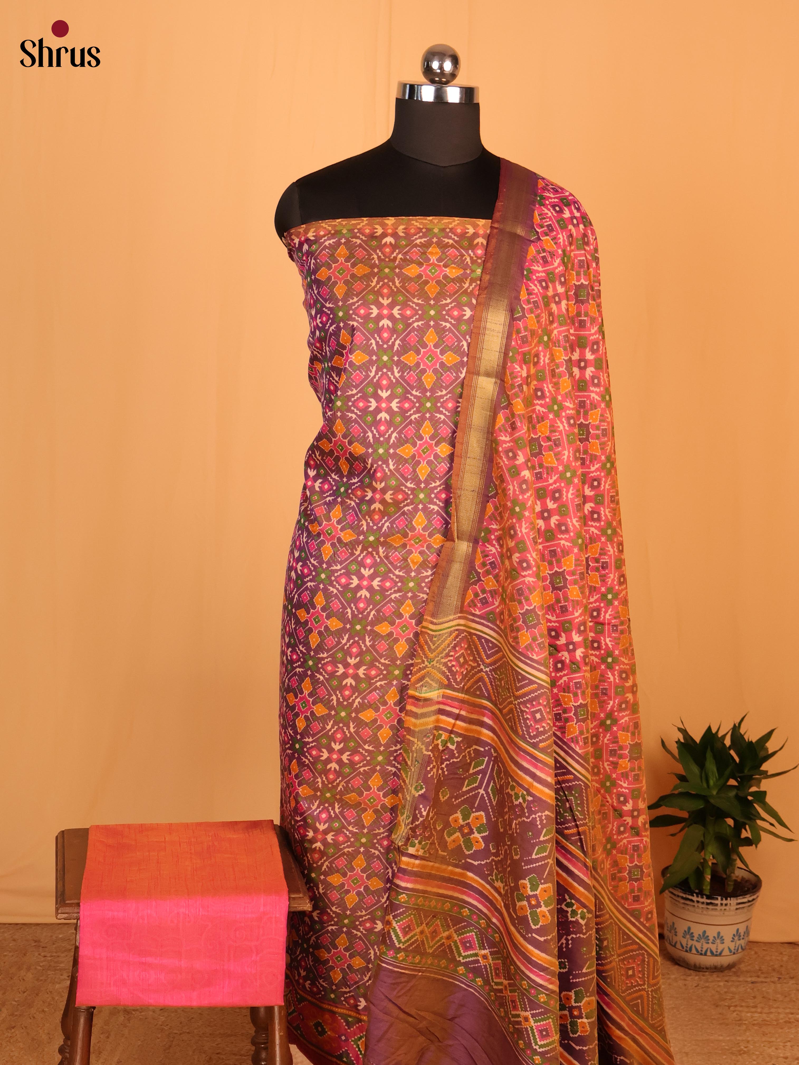 Double shaded Purple & Pink - Semi patola salwar