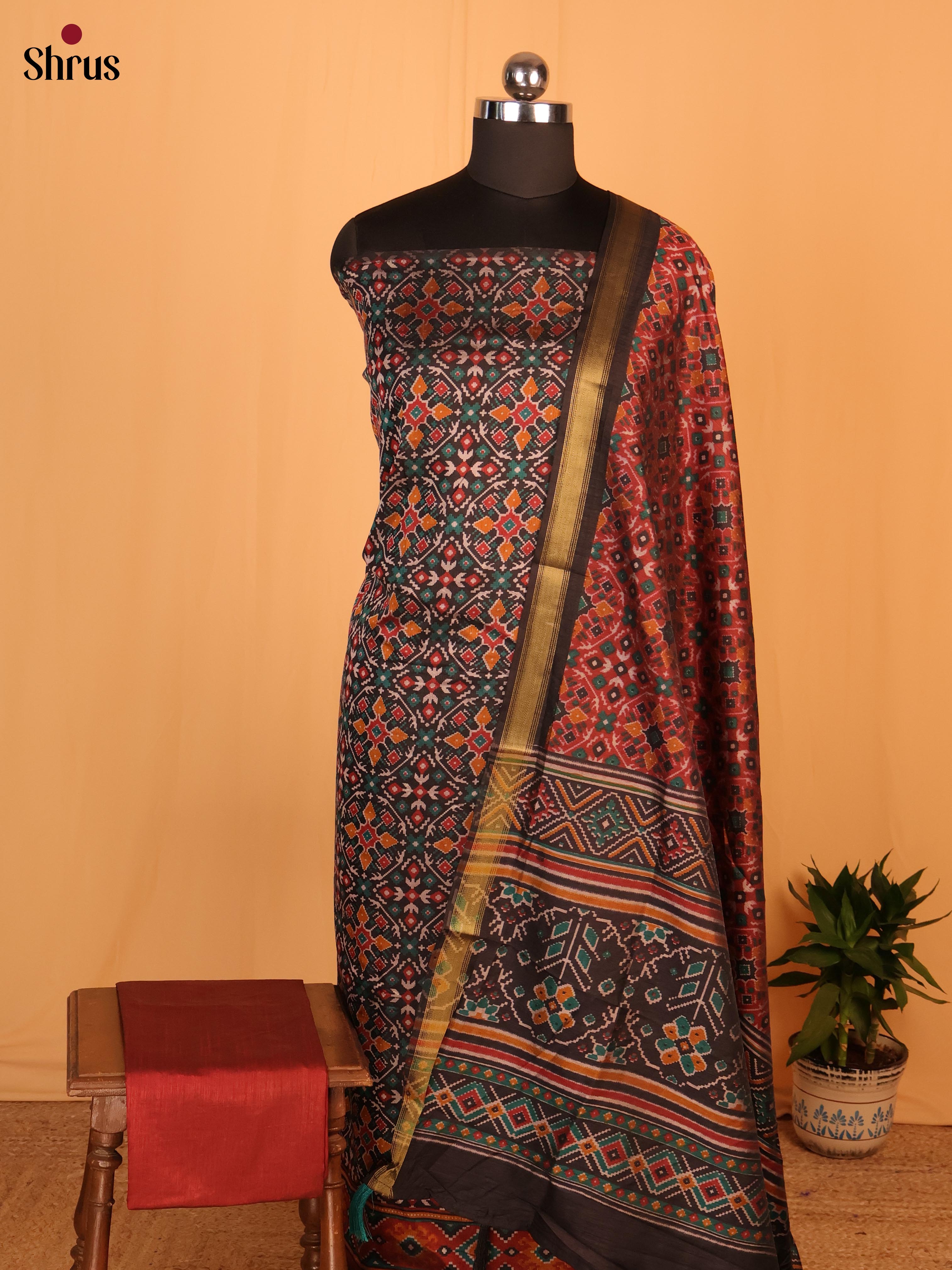 Black & Maroon- Semi patola salwar