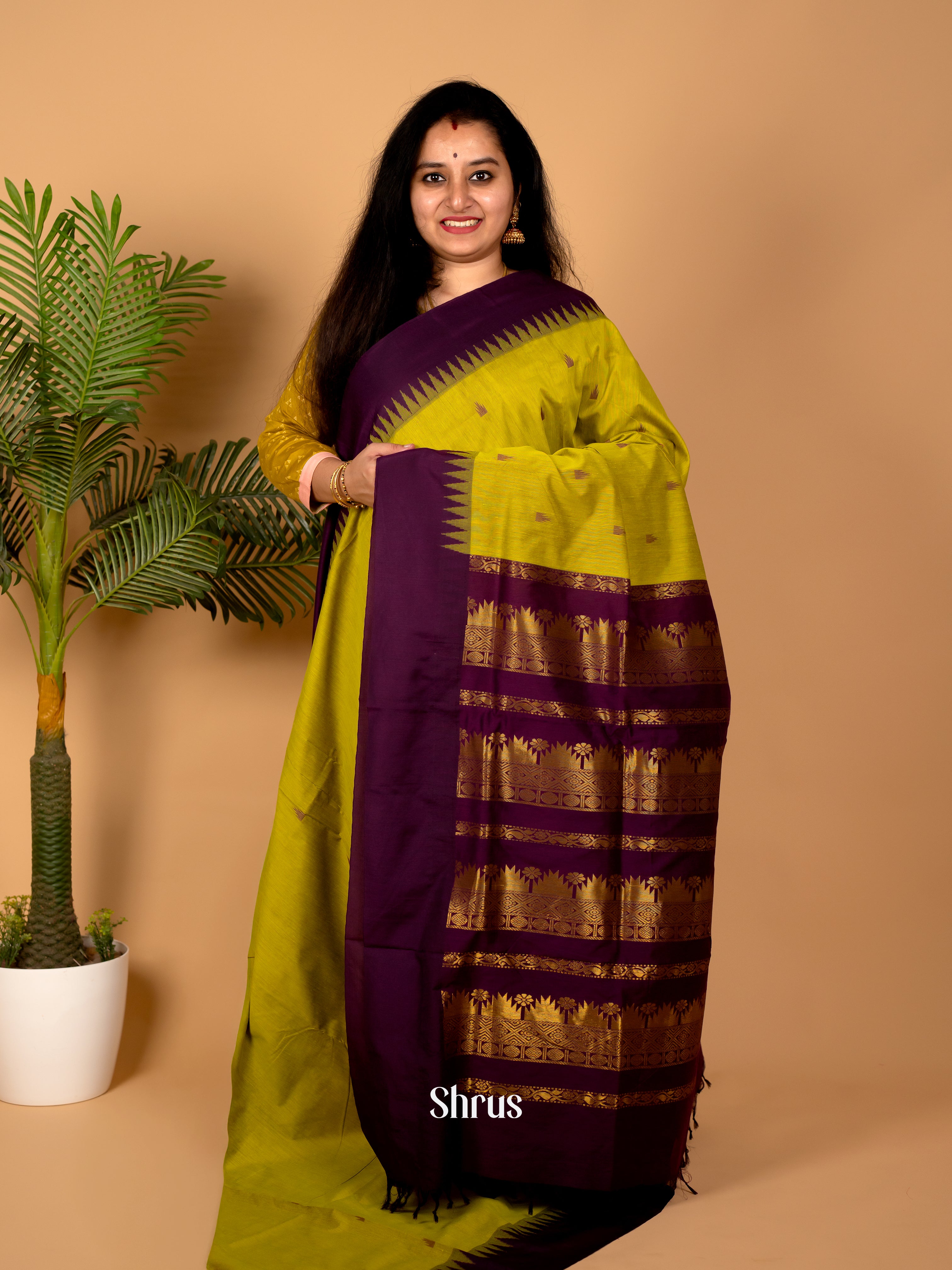 Green & Violet - Kalyani Cotton Saree - Shop on Shrus.com