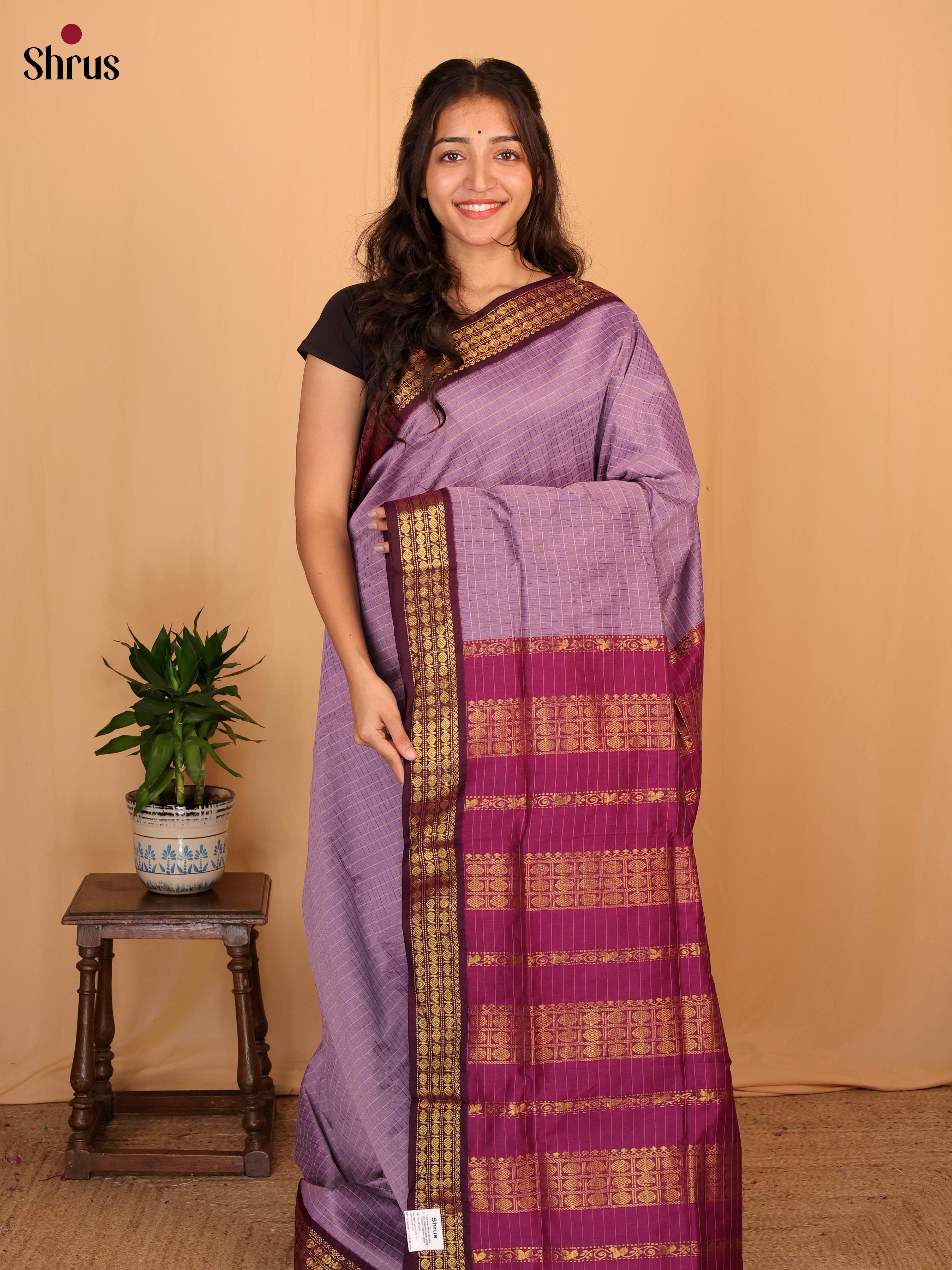 Purple & Maroon- Kalyani Cotton Saree