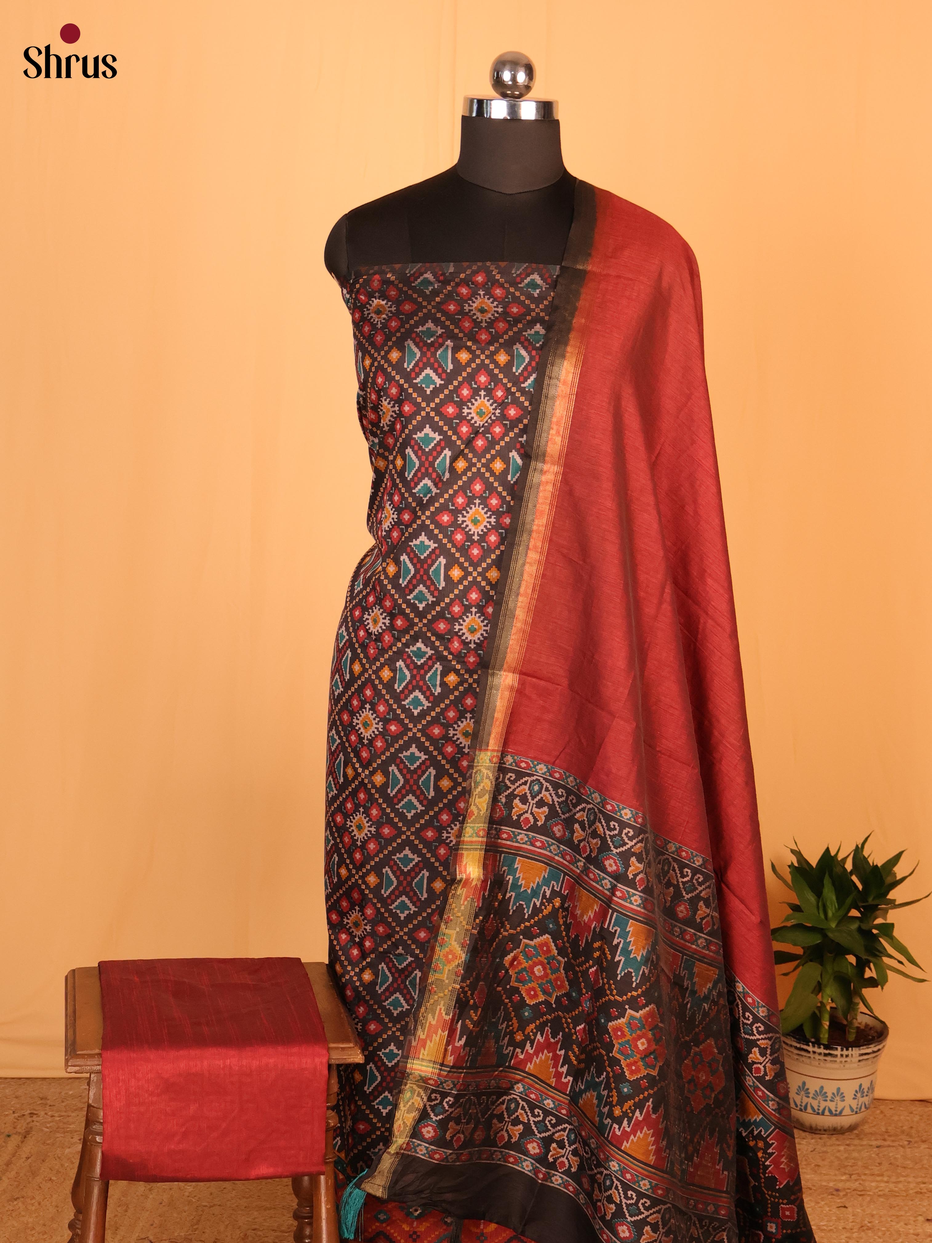 Black & Maroon - Semi patola salwar