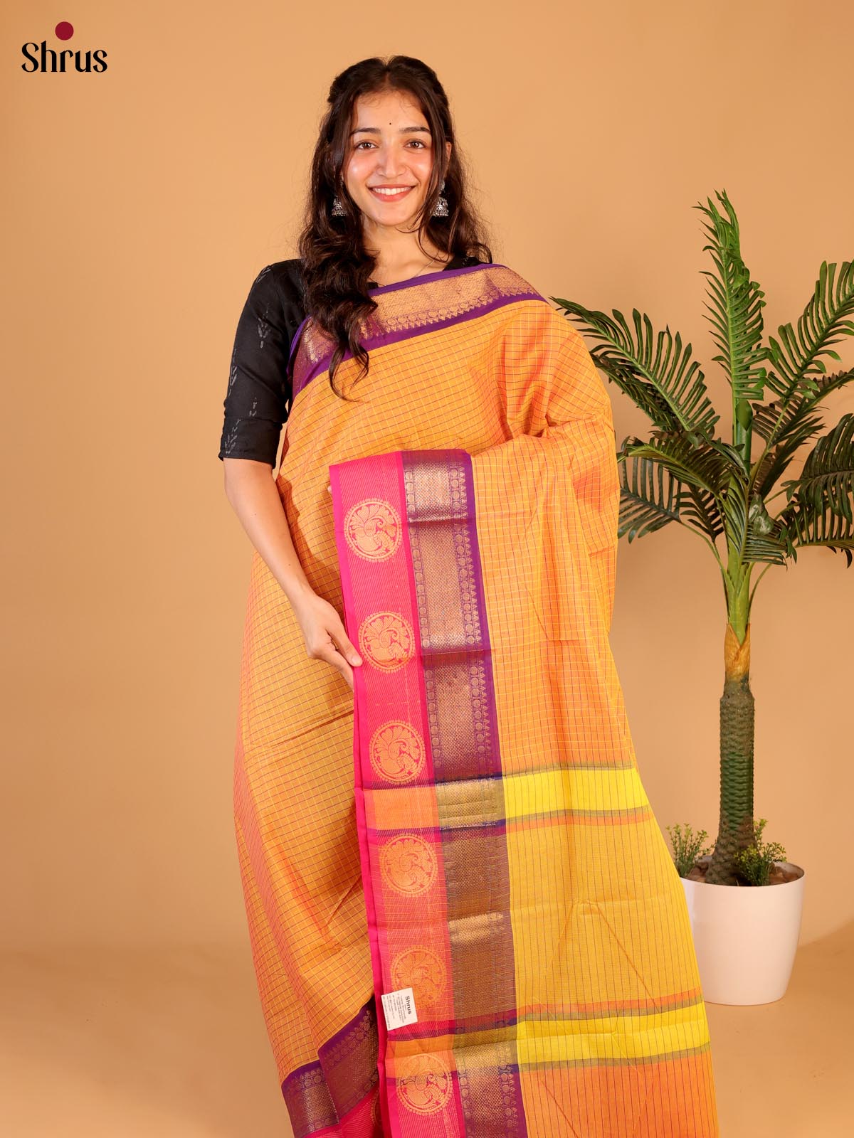 Orange & Pink - Chettinad Cotton Saree