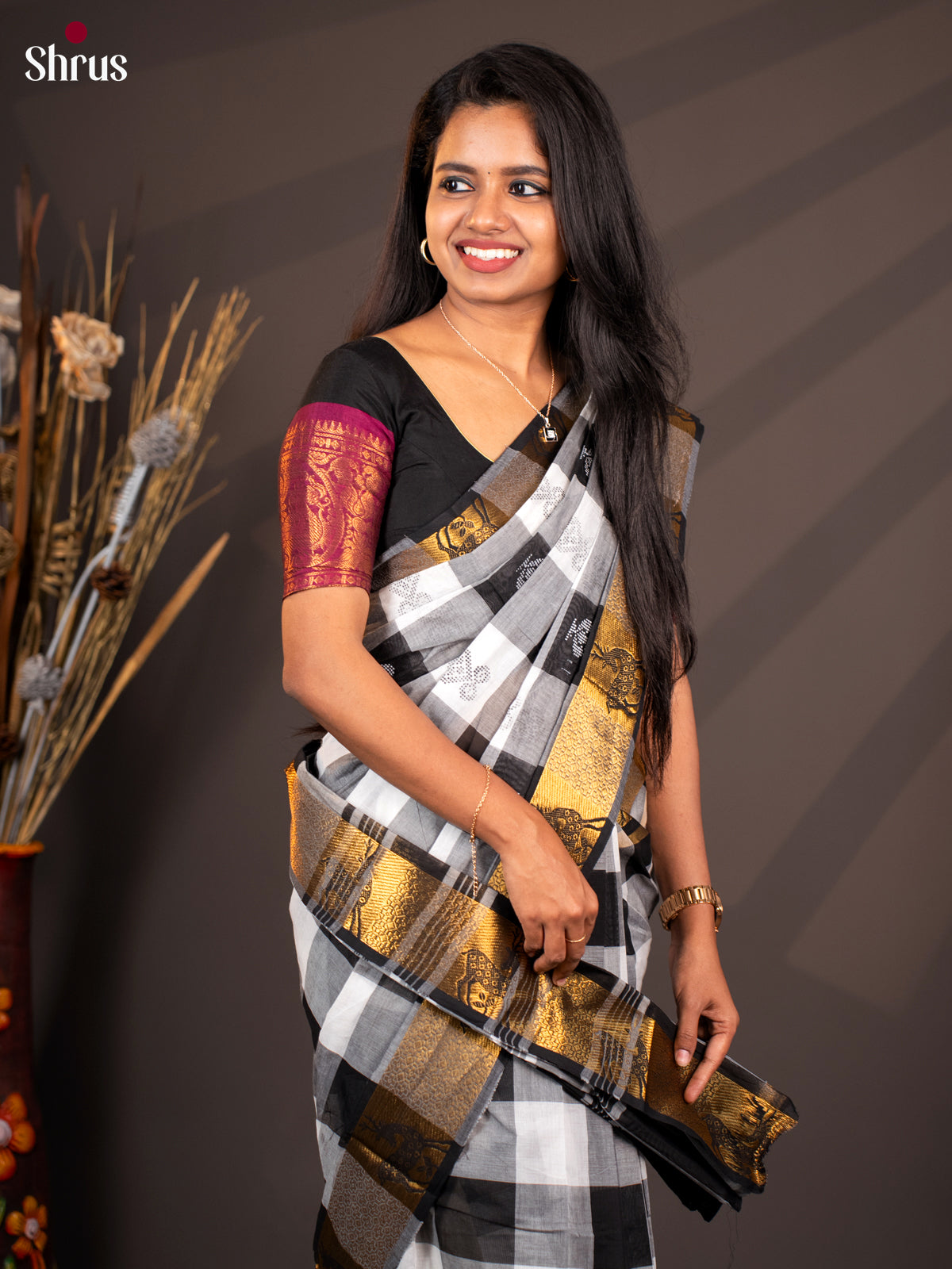 White & Black - CKS20051 - Chettinad Cotton - Shop on Shrus.com